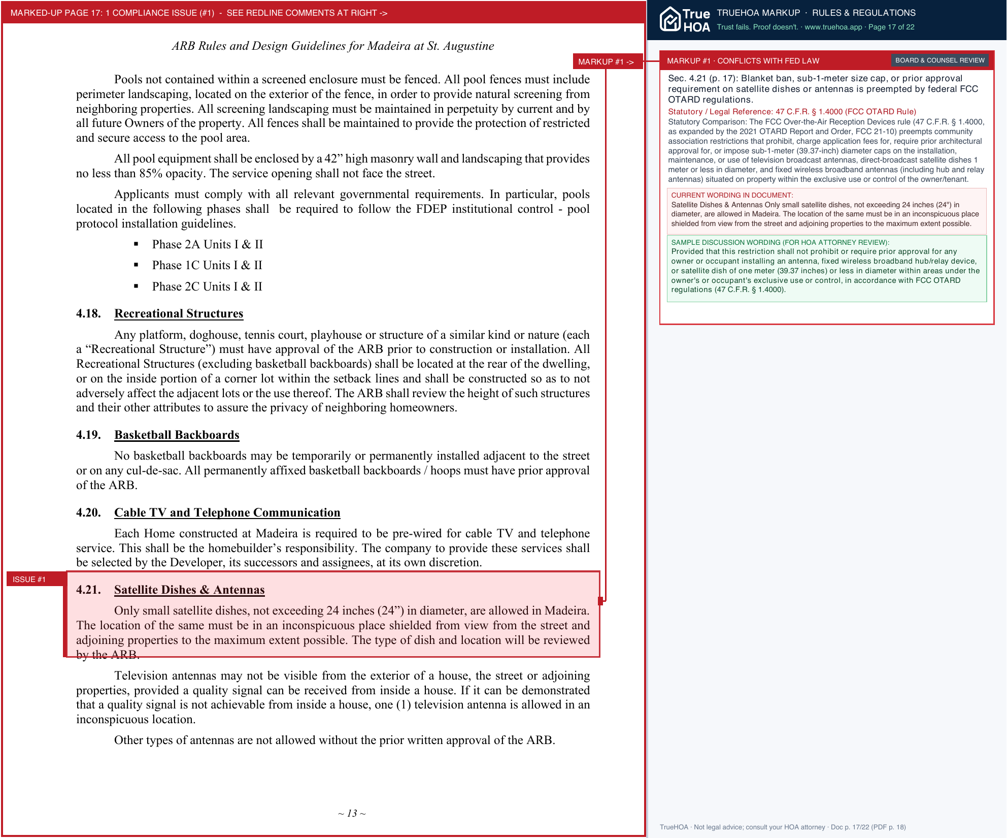Madeira at St. Augustine HOA Rules, Regulations & Community Standards page 17 widened with TrueHOA Crystal AI margin annotations