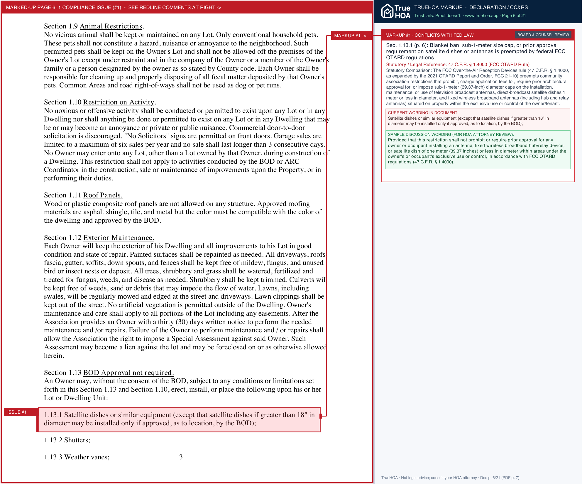 Majestic Oaks HOA of Ocala Declaration of Covenants page 6 widened with TrueHOA Crystal AI margin annotations