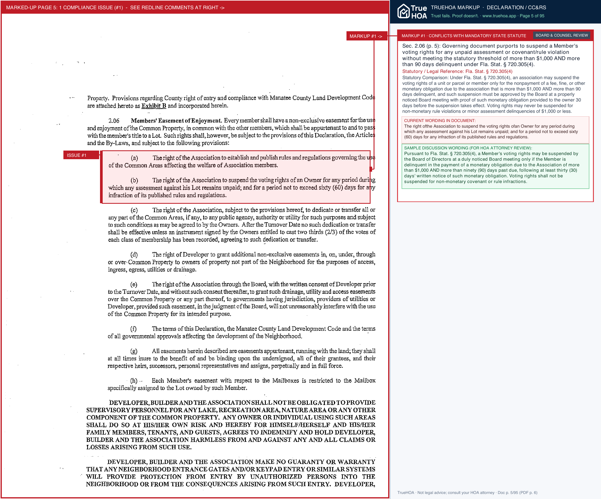 Mandalay HOA Declaration of Covenants, Conditions & Restrictions (2004) page 5 widened with TrueHOA Crystal AI margin annotations