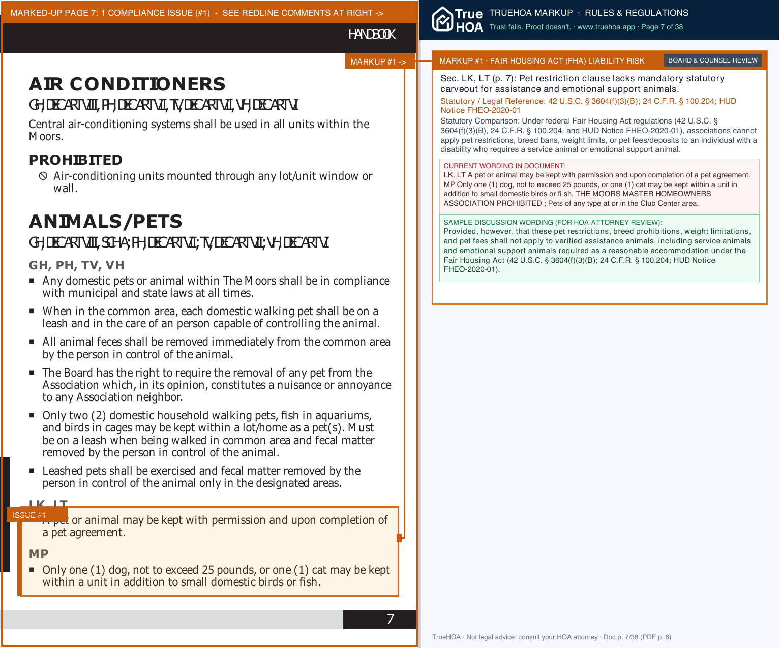 Moors Pointe Condominium Association Moors handbook » page 7 widened with TrueHOA Crystal AI margin annotations