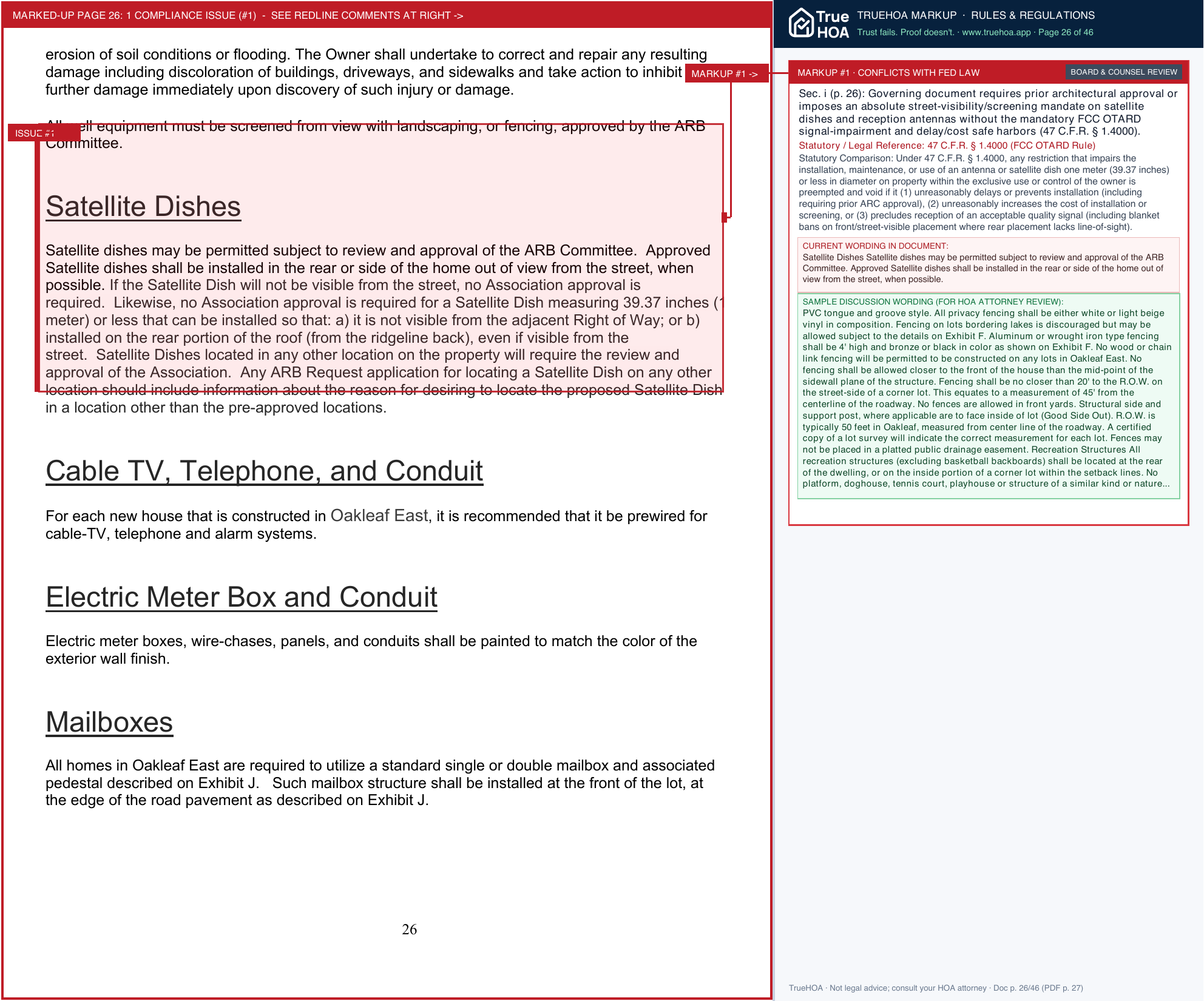 Oakleaf East POA East Architectural Control Guidelines and Rules Regulations Final Revision for Oct 3 2022 Adoption 2 page 26 widened with TrueHOA Crystal AI margin annotations