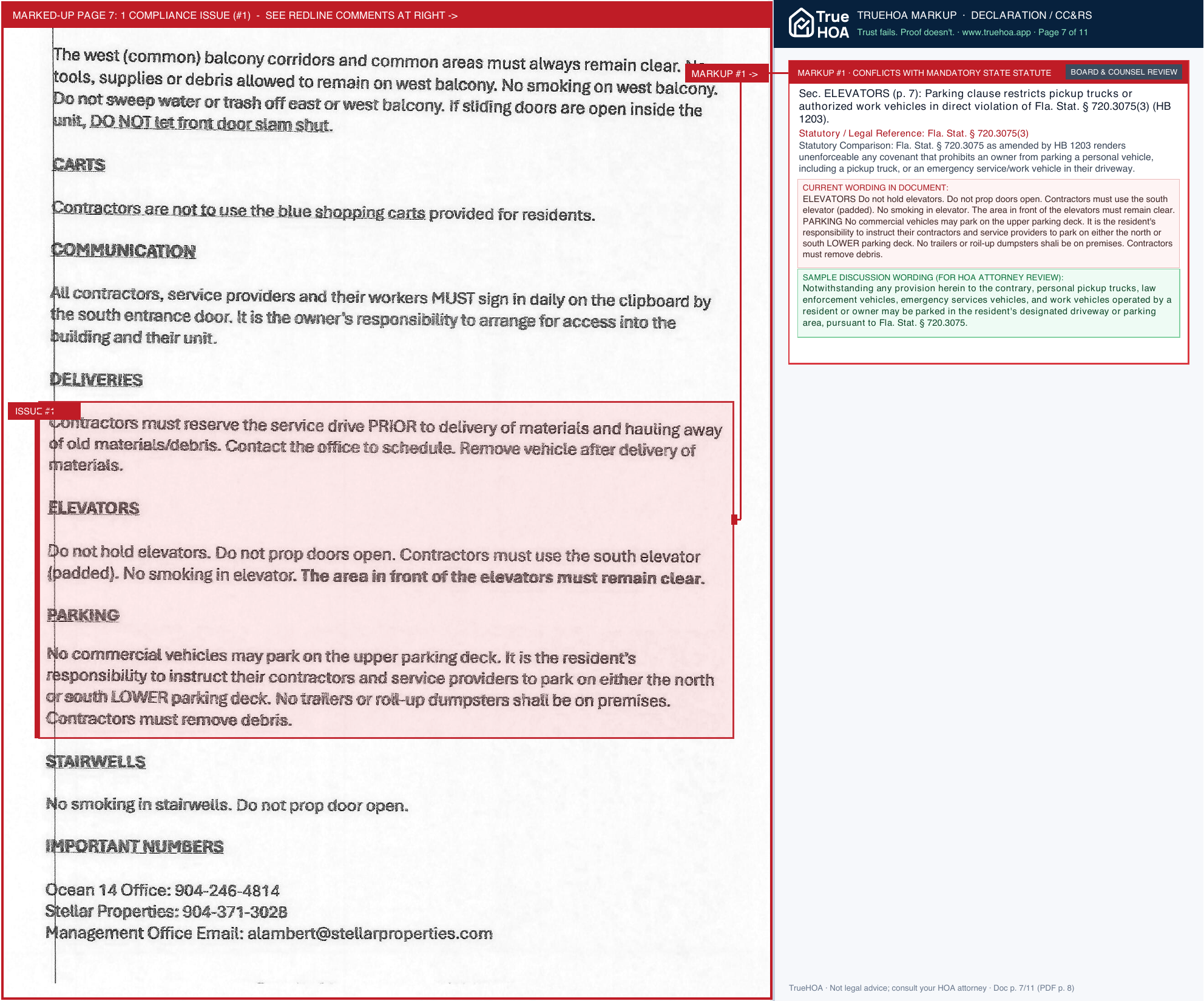 Oceans 13 Owners Association Terry Vereen Plumbing page 7 widened with TrueHOA Crystal AI margin annotations