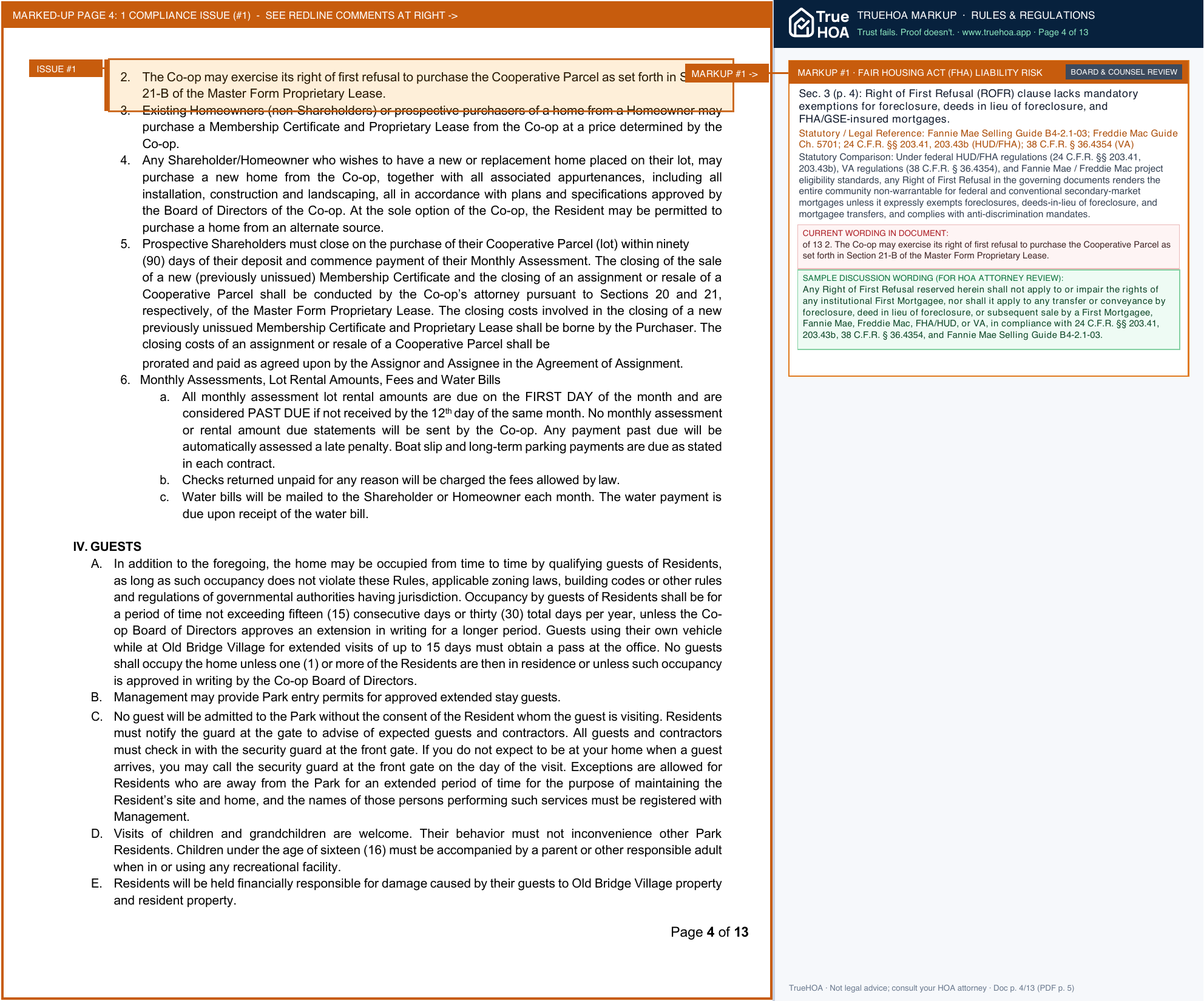 Old Bridge HOA Rules and Regulations 2021 Update page 4 widened with TrueHOA Crystal AI margin annotations