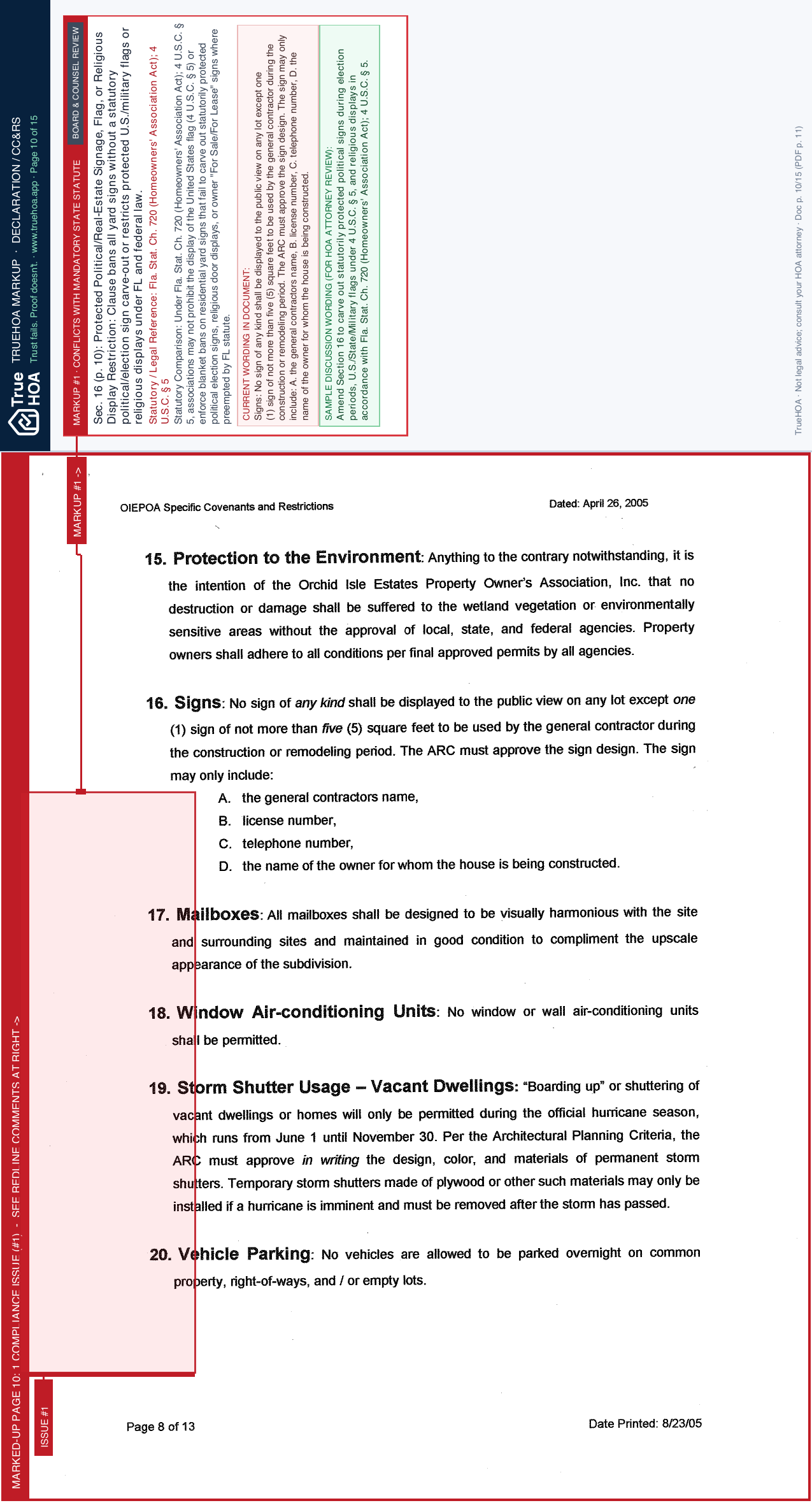 Orchid Isle Estates POA Covenants Certified Copy page 10 widened with TrueHOA Crystal AI margin annotations