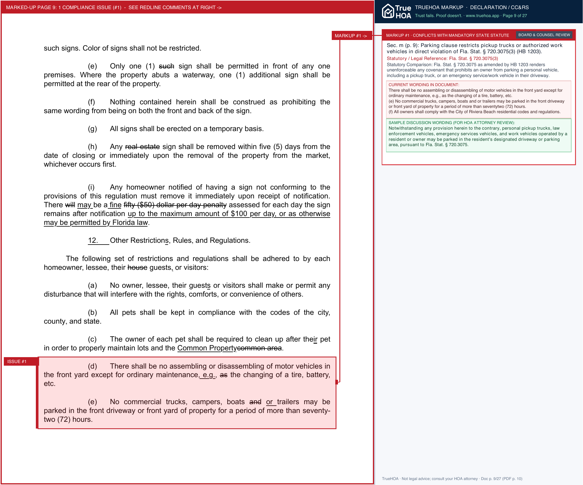 Palm Beach Isles POA PBIPOA Covenants page 9 widened with TrueHOA Crystal AI margin annotations