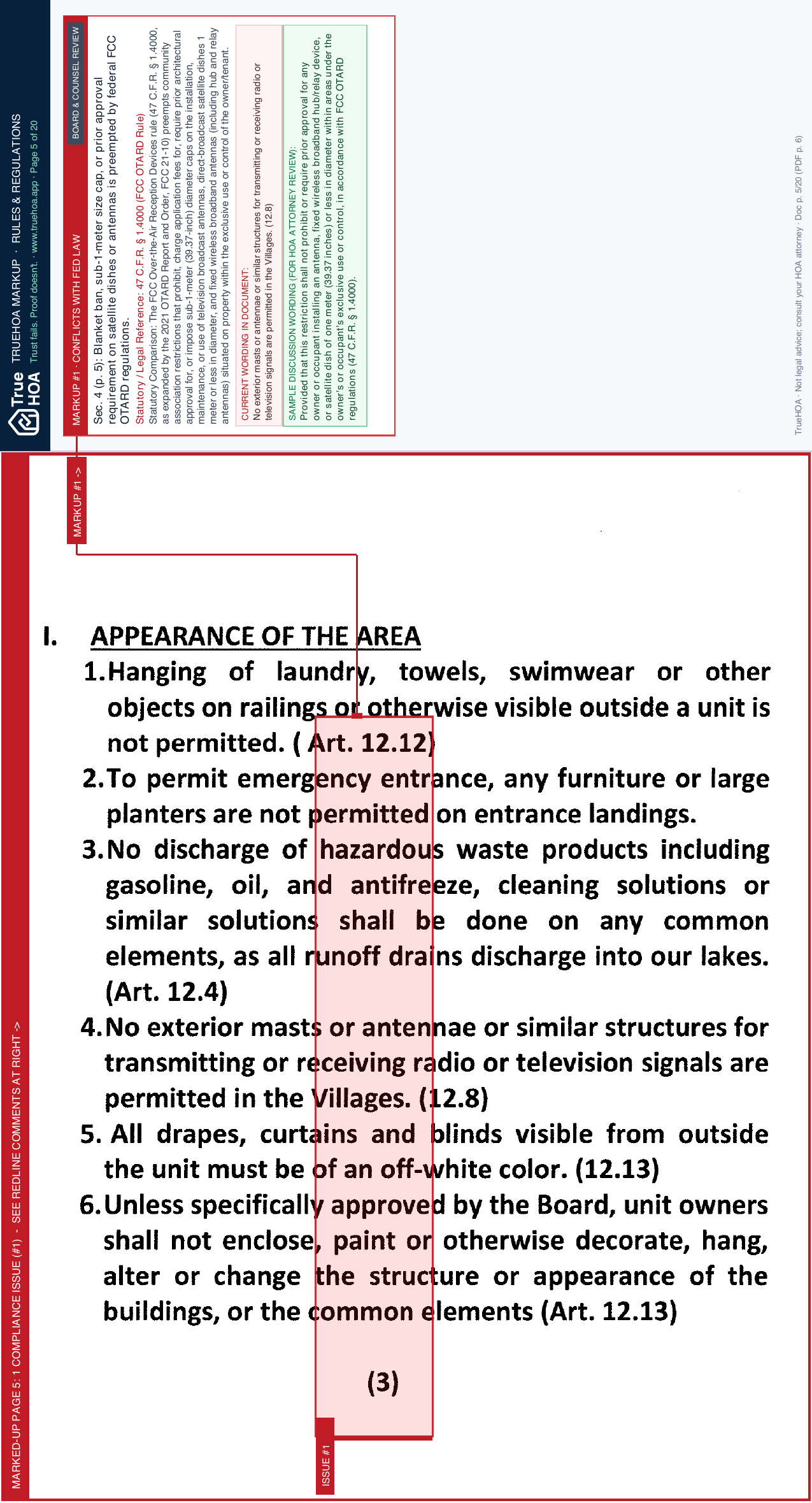 Perico Bay Village Condominium Association VPB DOCS Rules and Regulations page 5 widened with TrueHOA Crystal AI margin annotations