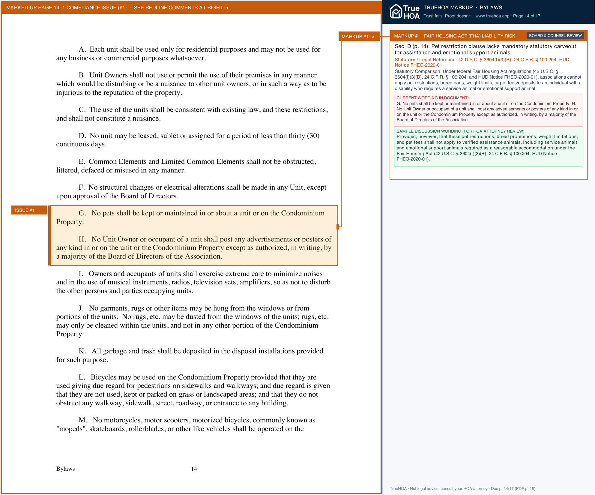 Royal Seafarer Condominium Apartments of Marco Island Association Bylaws page 14 widened with TrueHOA Crystal AI margin annotations