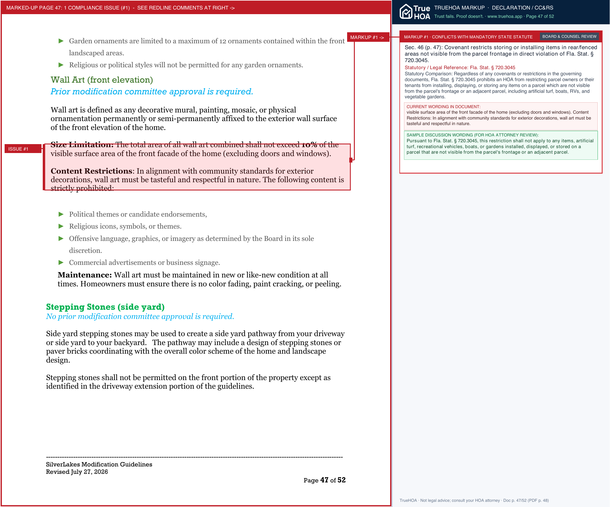 Silverlakes Community Association Sl Mod Gudelines. Revised 7.27.26 Final page 47 widened with TrueHOA Crystal AI margin annotations