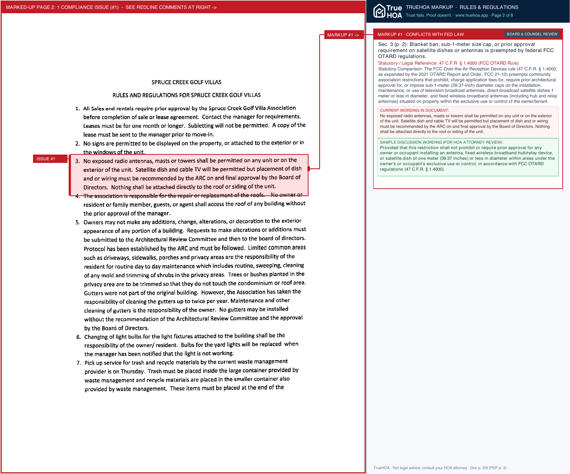 South Green Villas Condominium Association Revised Rules Regulations 2014 page 2 widened with TrueHOA Crystal AI margin annotations
