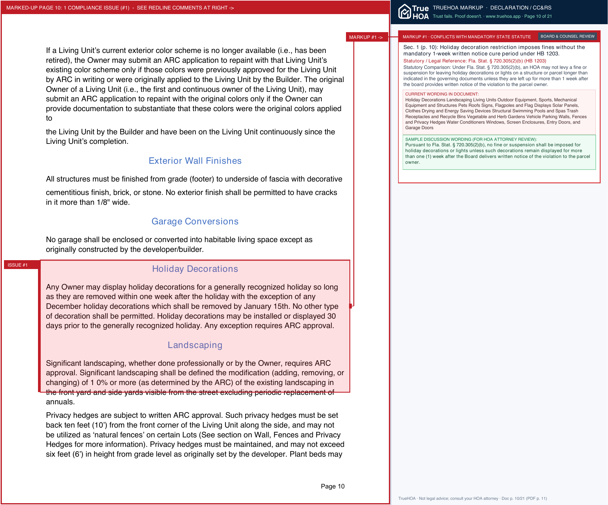 Stoneybrook Master Association of Orlando ARC Standards 2025 page 10 widened with TrueHOA Crystal AI margin annotations
