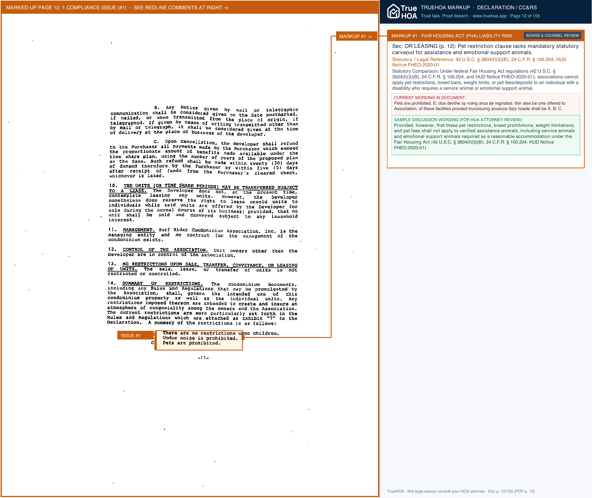 Surf Rider Condominium Association SR DOCS page 12 widened with TrueHOA Crystal AI margin annotations