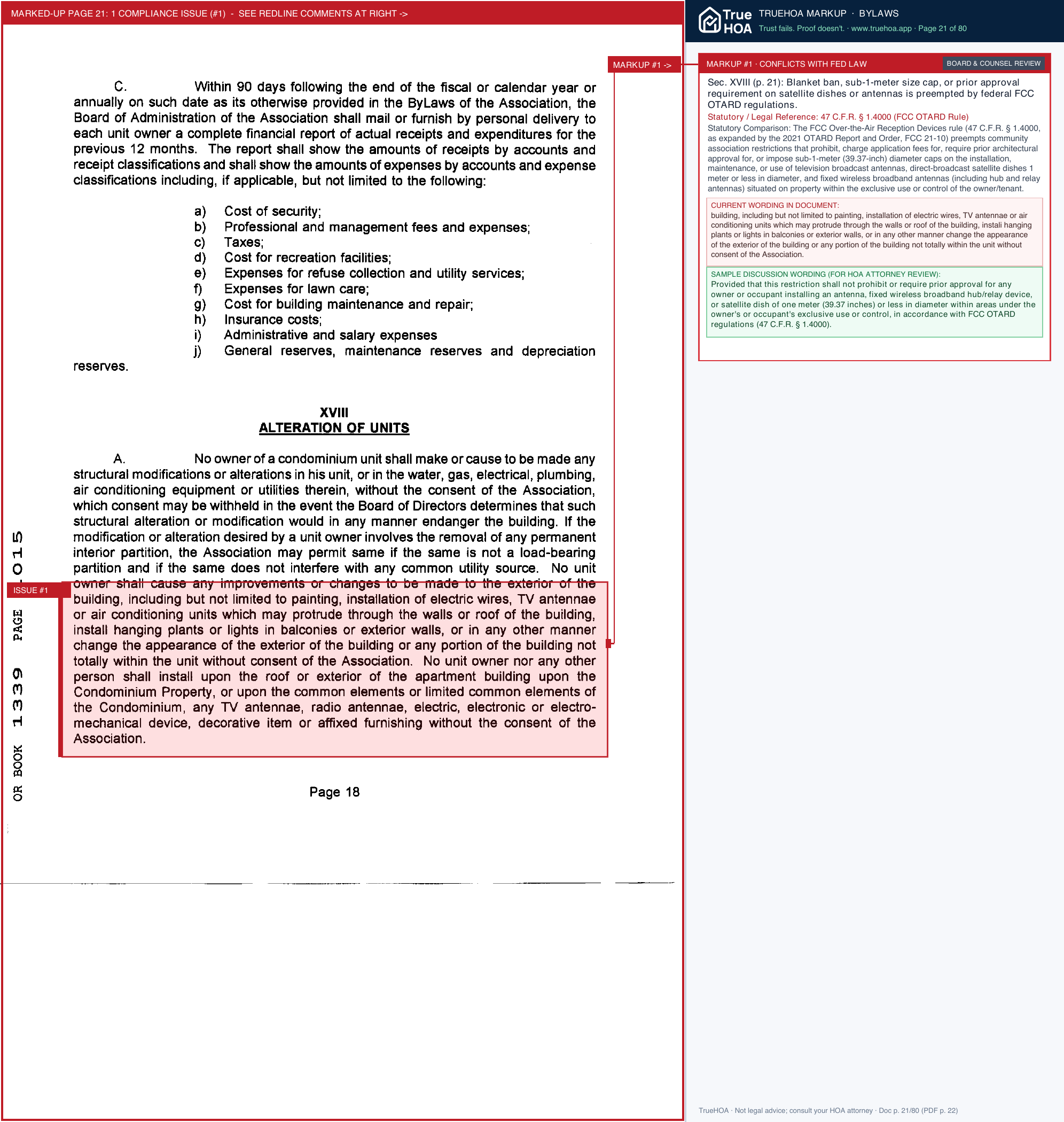 Tamarind Gulf & Bay Condominium Association TAM DOCS Declaration Bylaws AOI 1995 02 11 page 21 widened with TrueHOA Crystal AI margin annotations