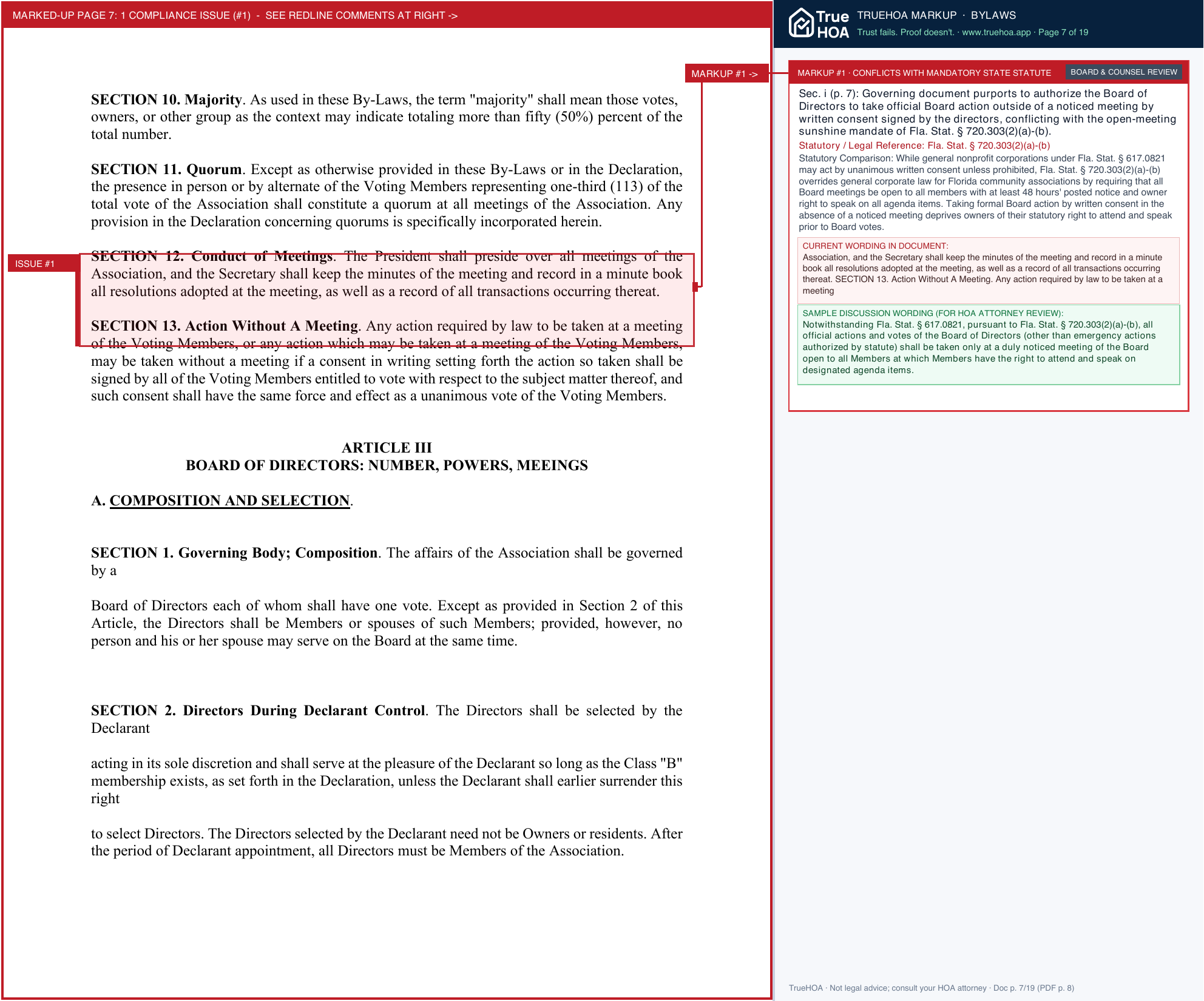 Tampa Palms Owners Association By LawsTampaPalms page 7 widened with TrueHOA Crystal AI margin annotations