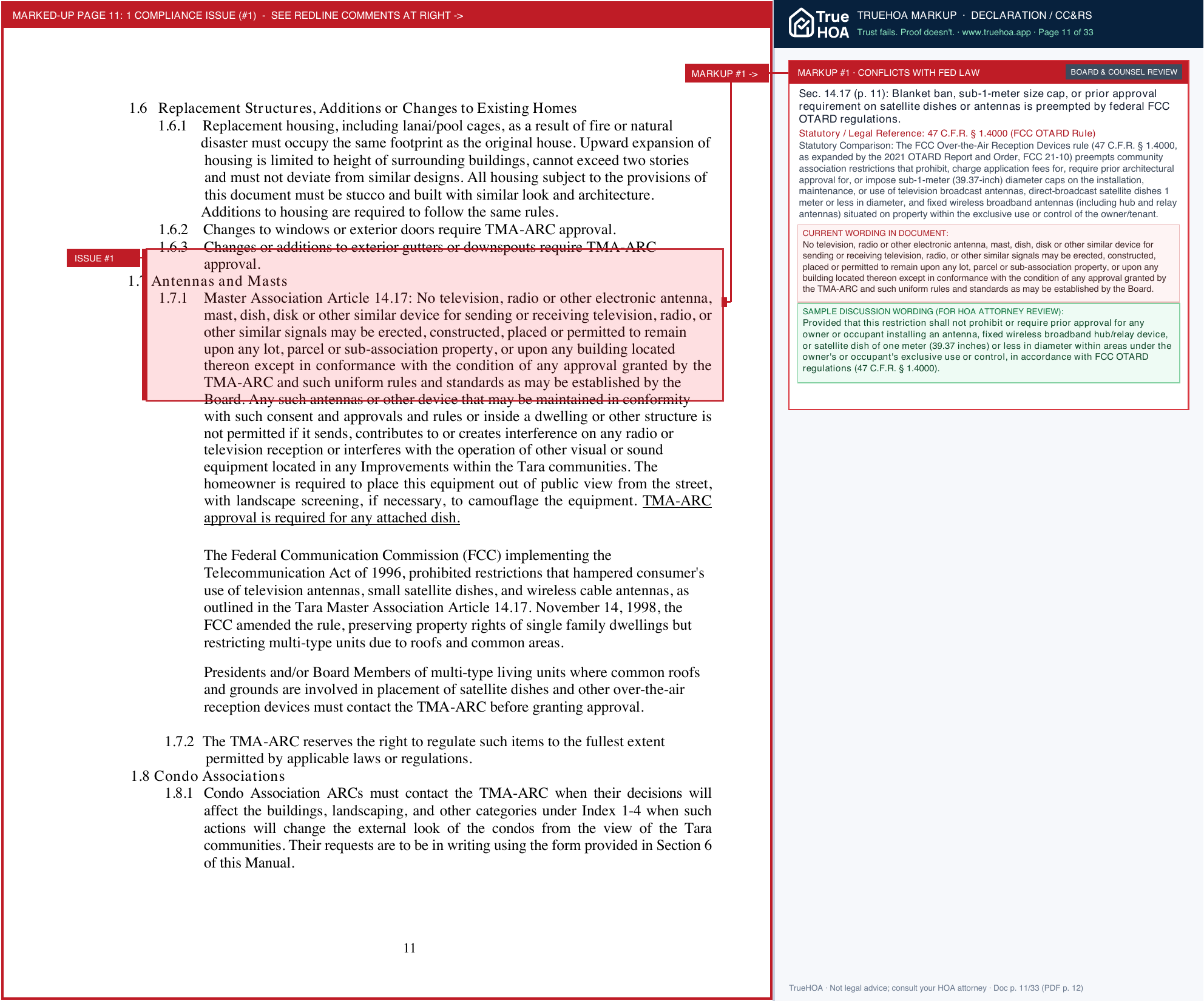Tara Master Association TMA ARC Manual 2018 FINAL Corrected Copy page 11 widened with TrueHOA Crystal AI margin annotations