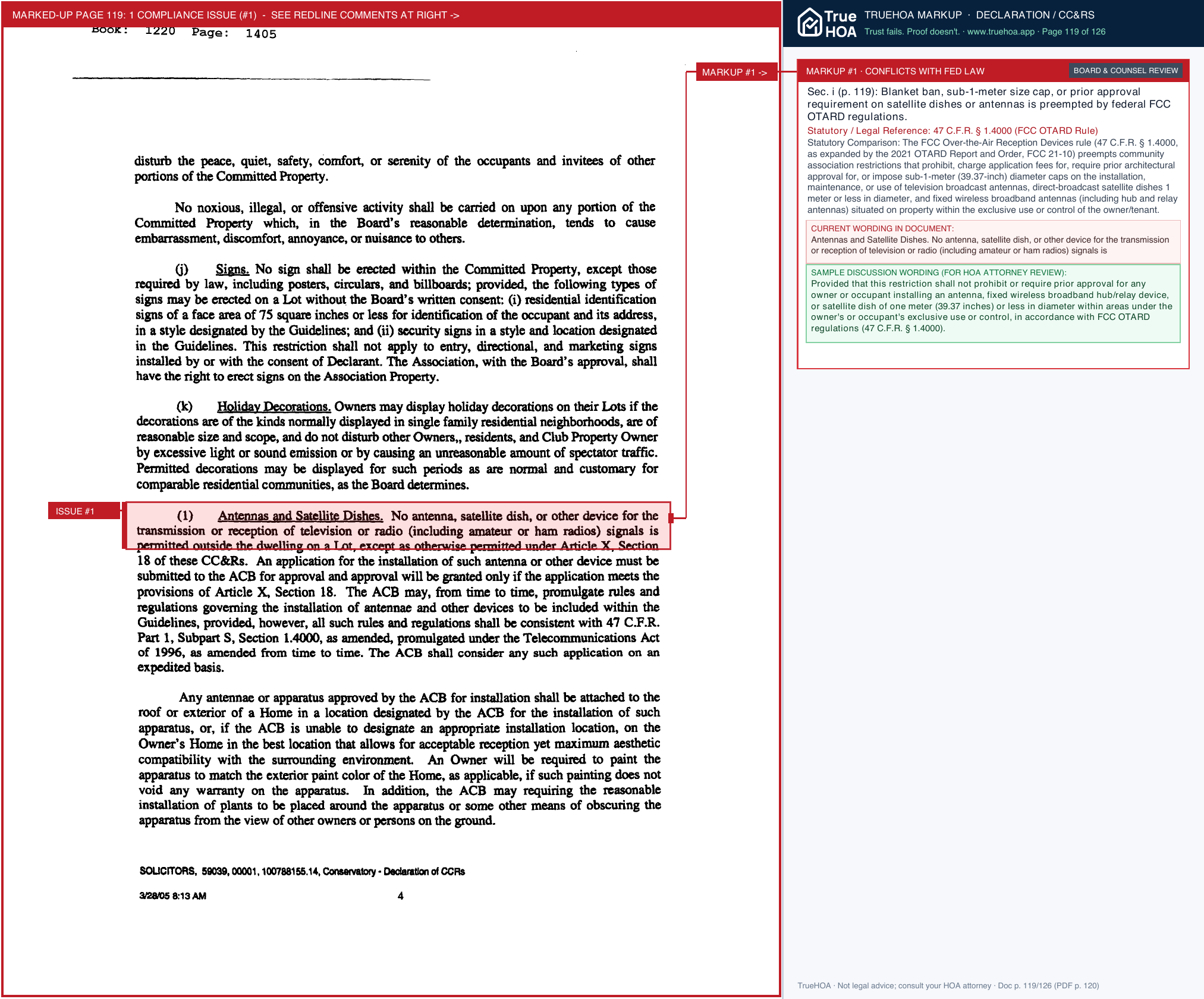 The Conservatory POA Ccrs Va5ypl1f page 119 widened with TrueHOA Crystal AI margin annotations