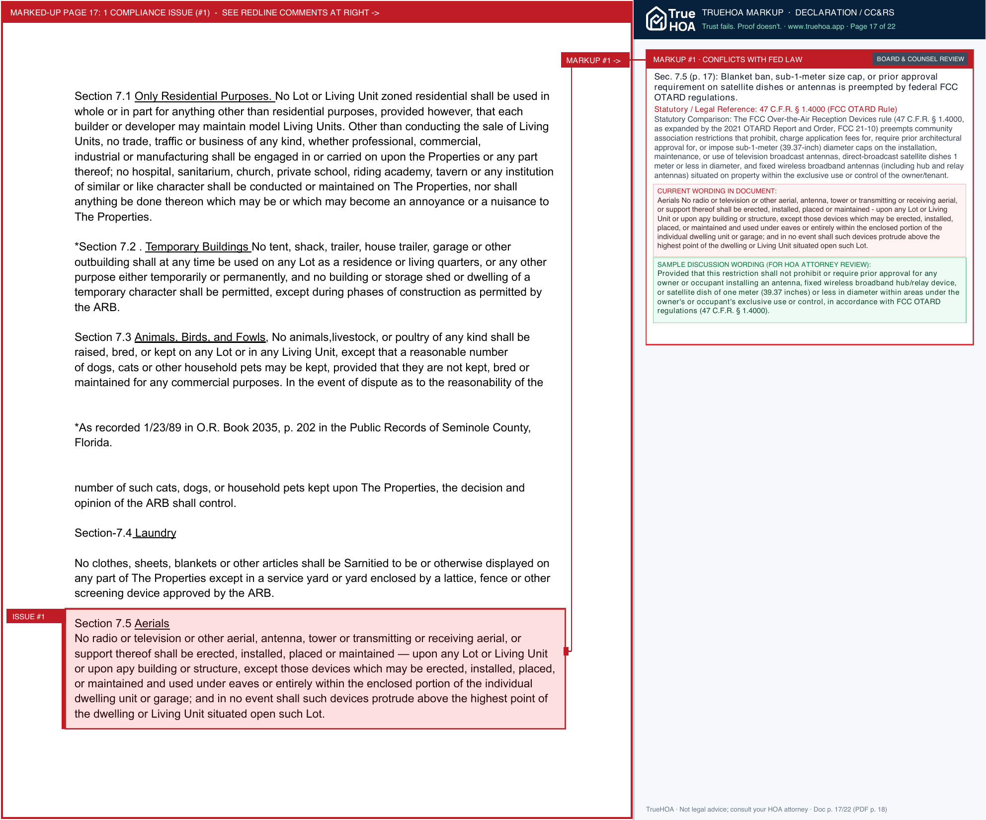 The Highlands HOA A13ad4 485be29001a94cc0b1be18f480536378 page 17 widened with TrueHOA Crystal AI margin annotations