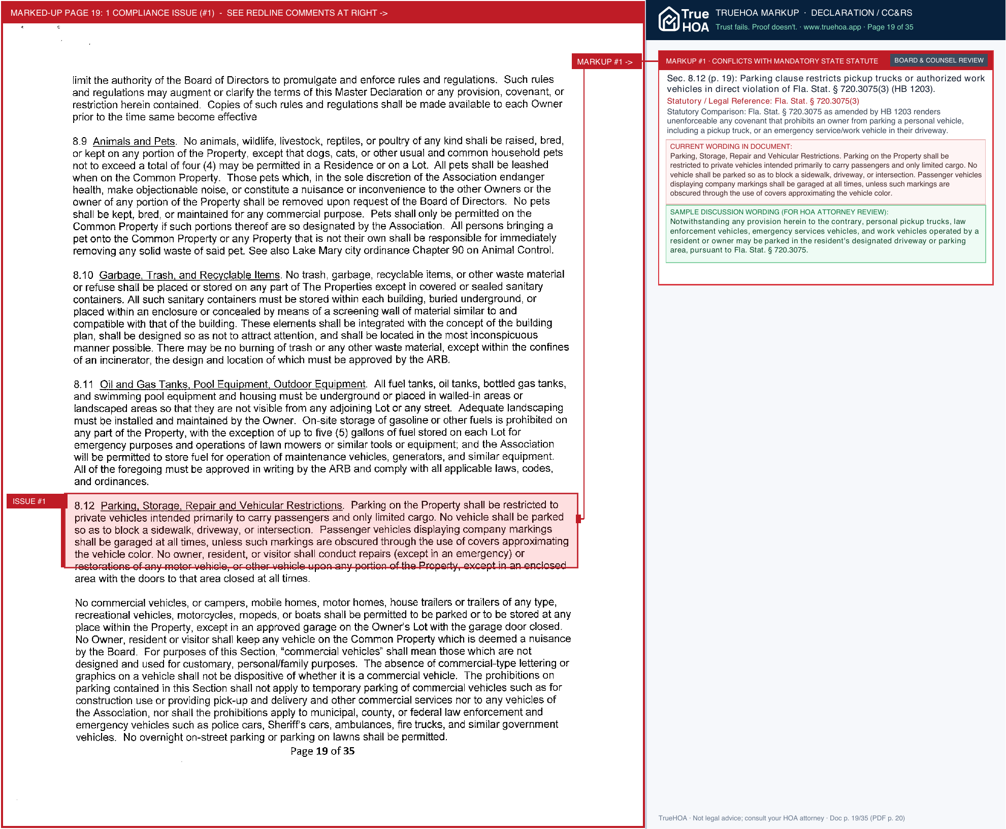 Timacuan Association 2022 01 17 Second Amended Restated Declaration page 19 widened with TrueHOA Crystal AI margin annotations