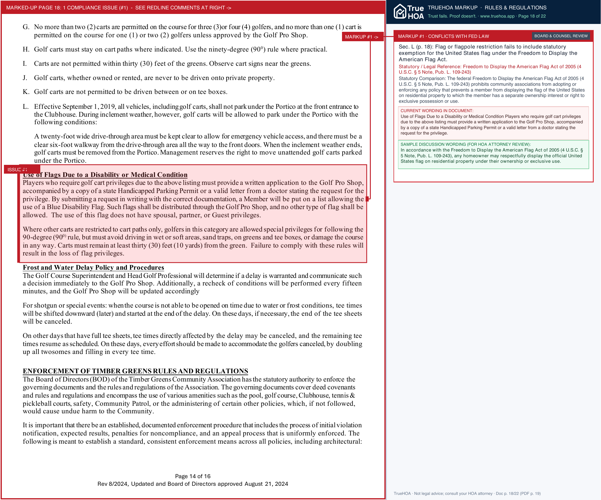 Timber Greens Community Association 2026 7 10 MAJOR RULES AND REGULATIONS AND GENERAL INFORMATION(1) page 18 widened with TrueHOA Crystal AI margin annotations
