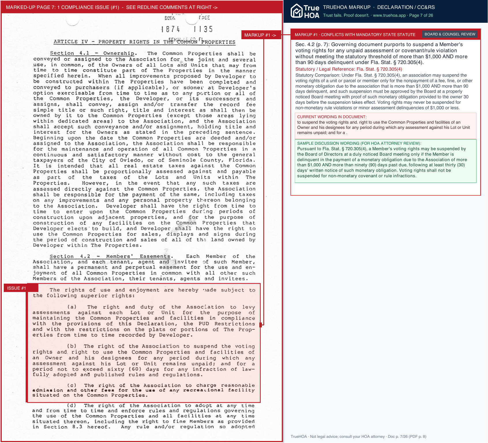 Twin Rivers HOA HOA covenants page 7 widened with TrueHOA Crystal AI margin annotations