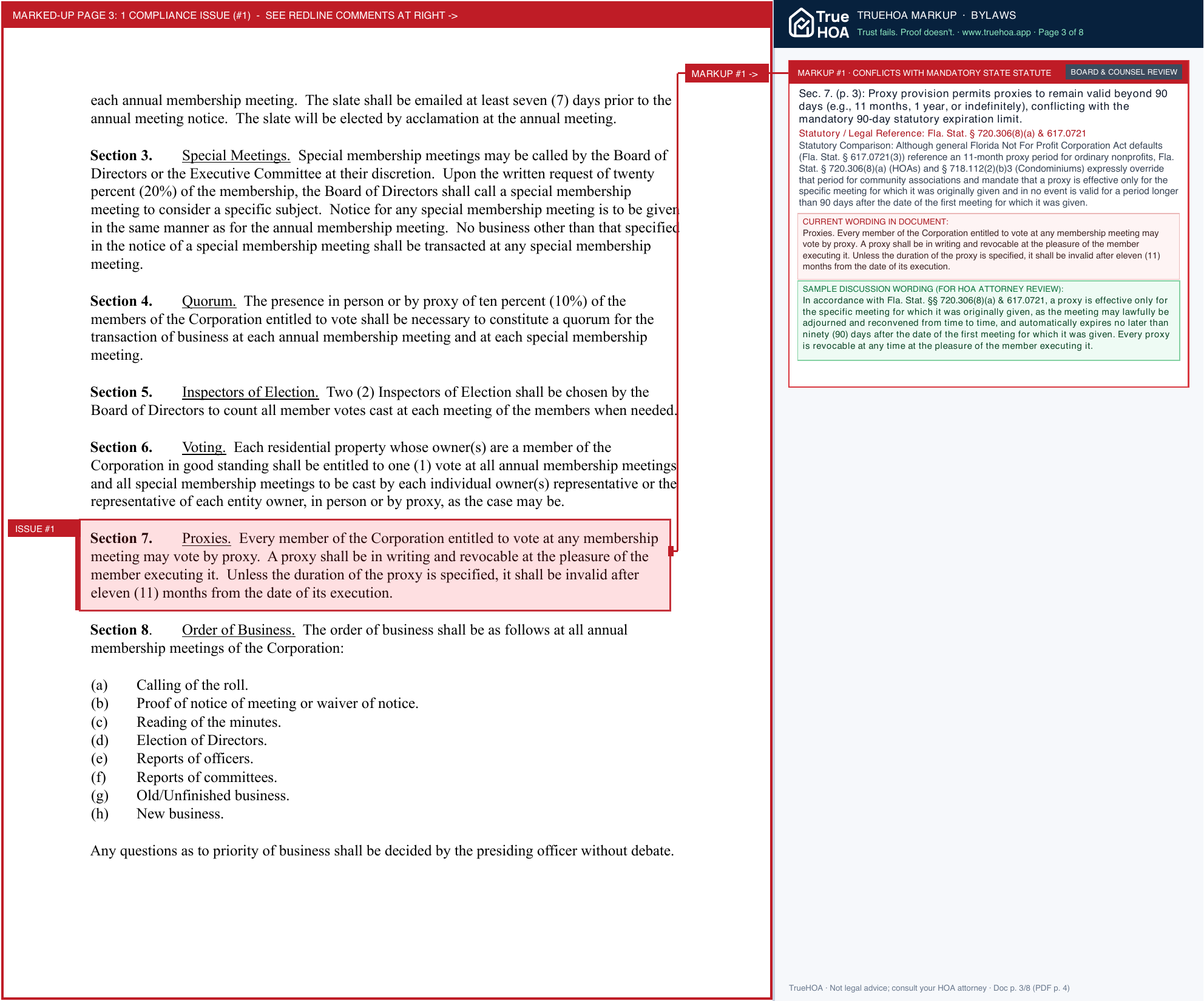 Venetian Golf & River Club Community Association CA bylaws Oct 20 2025 page 3 widened with TrueHOA Crystal AI margin annotations
