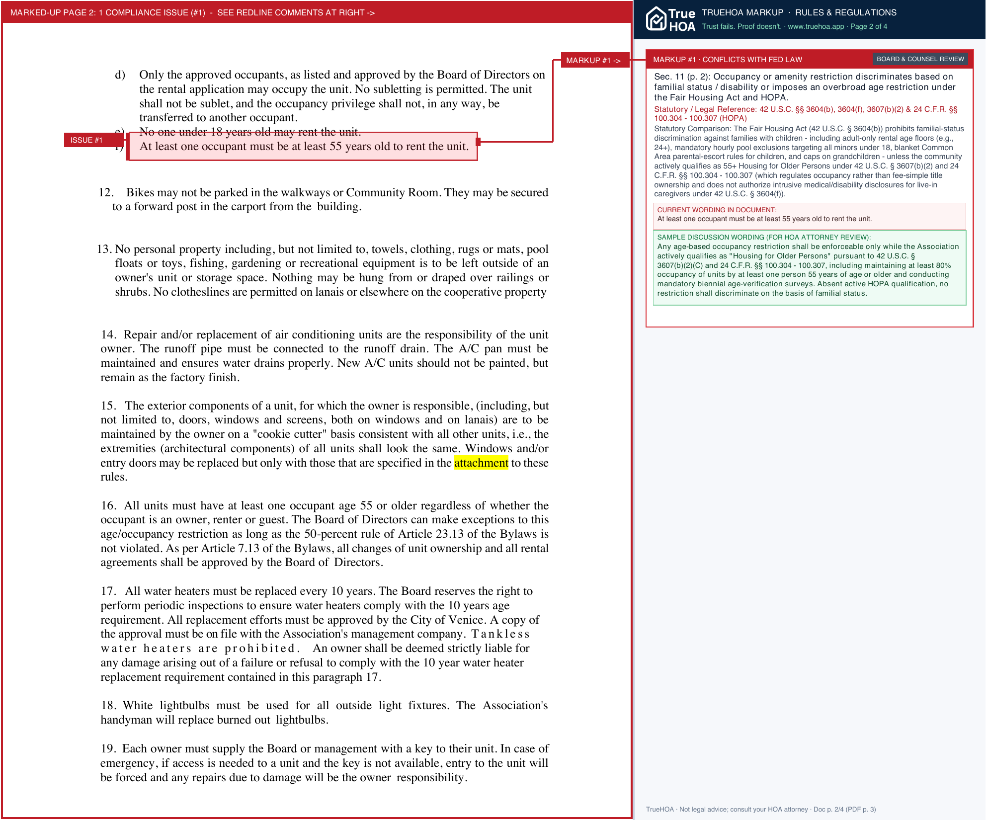 Venice Beach Apartments Two Condominium Association VBAII Docs Rules and Regulations revised 2024 04 page 2 widened with TrueHOA Crystal AI margin annotations