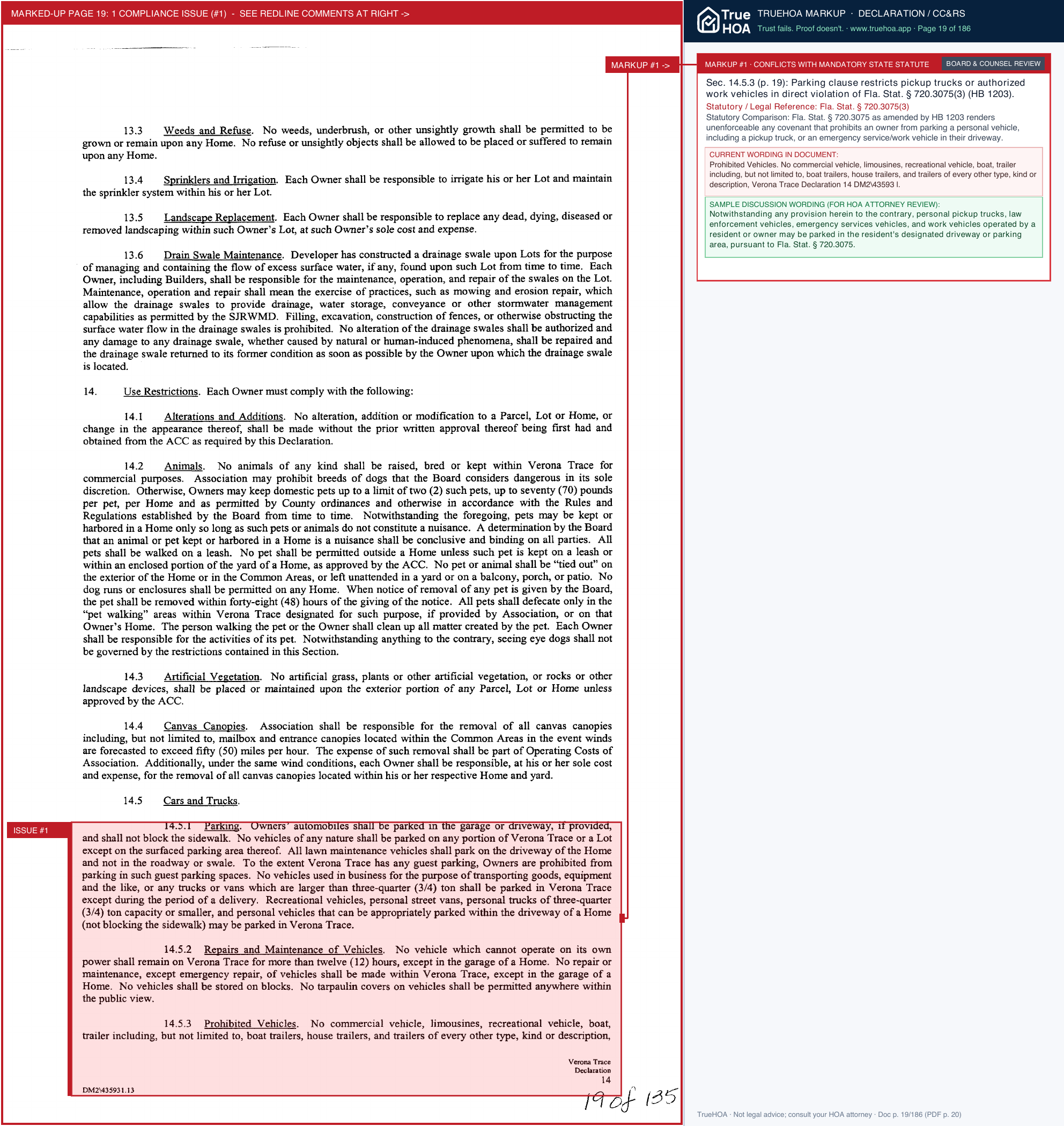 Verona Trace HOA 8631f2 7fb23942a8ed4b679e67a2e702f6838f page 19 widened with TrueHOA Crystal AI margin annotations