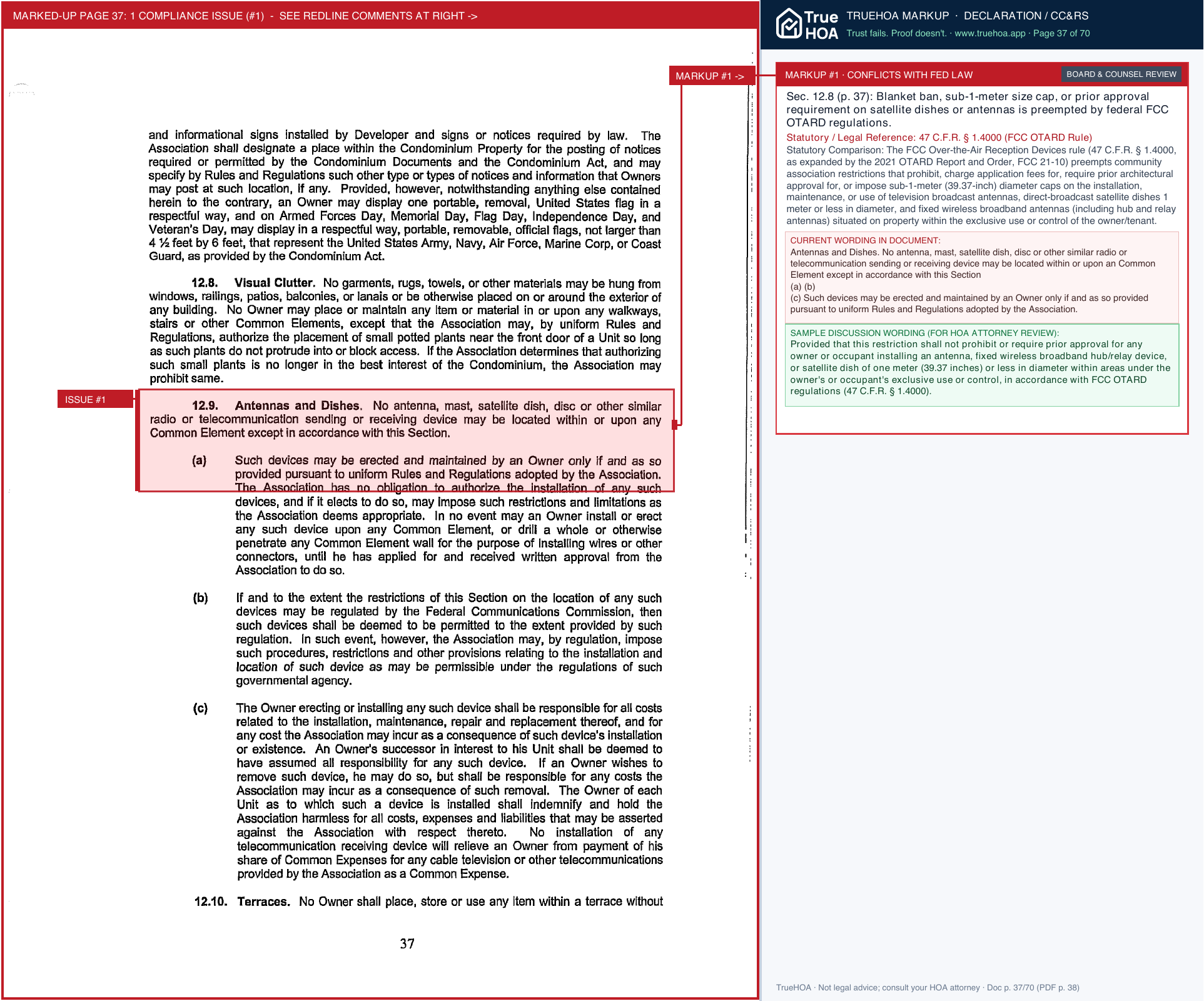 Watercrest Condominium Association Declaration of Condominium page 37 widened with TrueHOA Crystal AI margin annotations