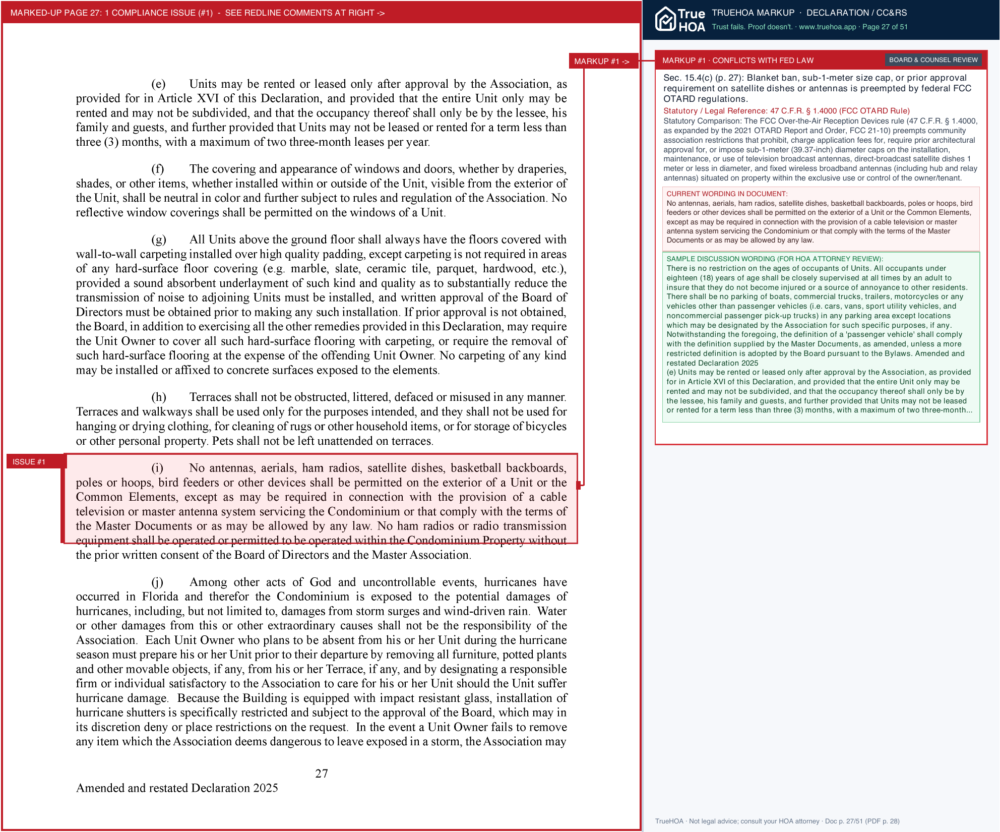 Waterfront on Venice Island Building a Condominium Association Declaration of Condominium (Amended & Restated 2026) page 27 widened with TrueHOA Crystal AI margin annotations