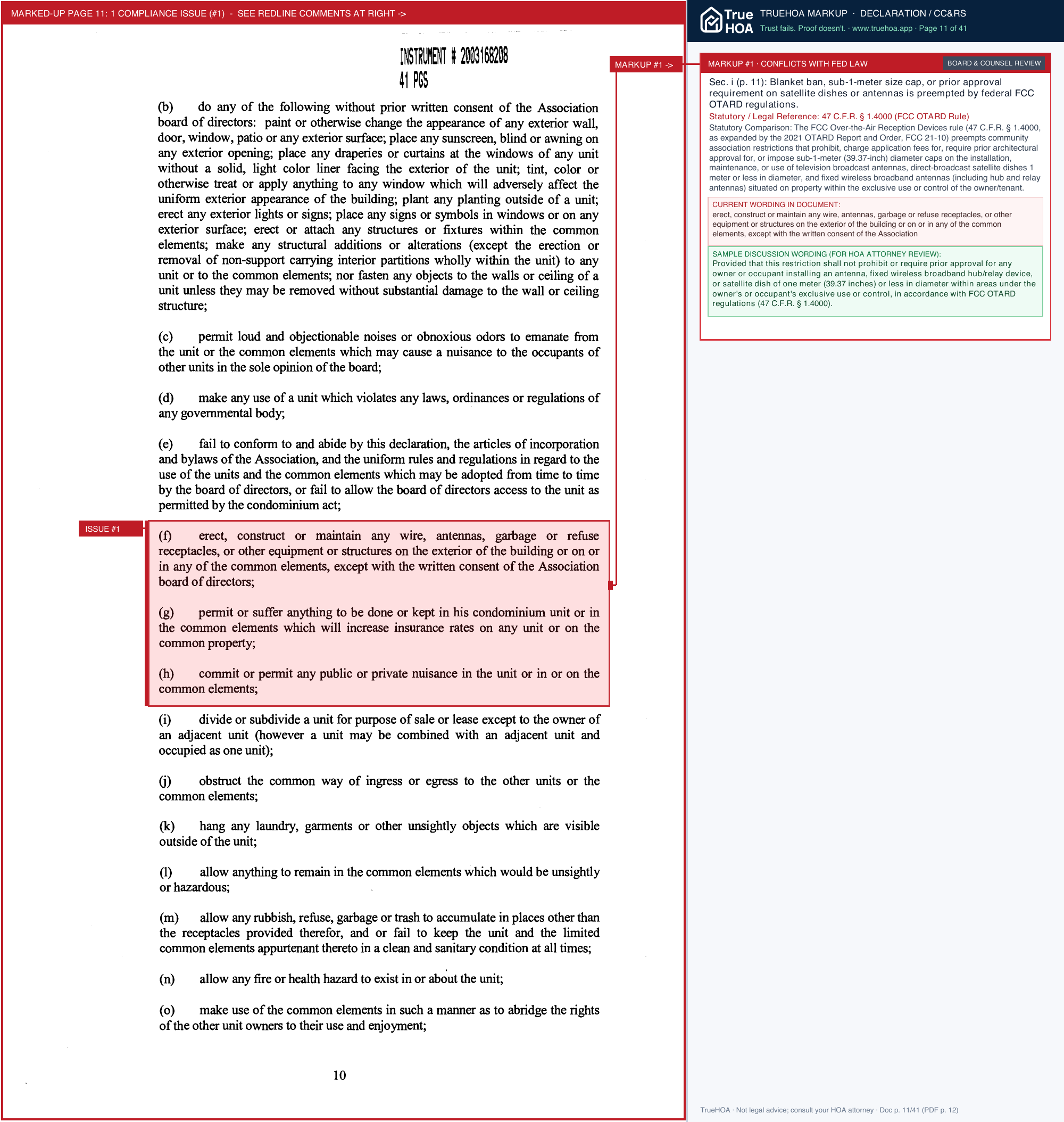 West Preserve at Waterside Village Condominium Association WP DOCS Declaration page 11 widened with TrueHOA Crystal AI margin annotations