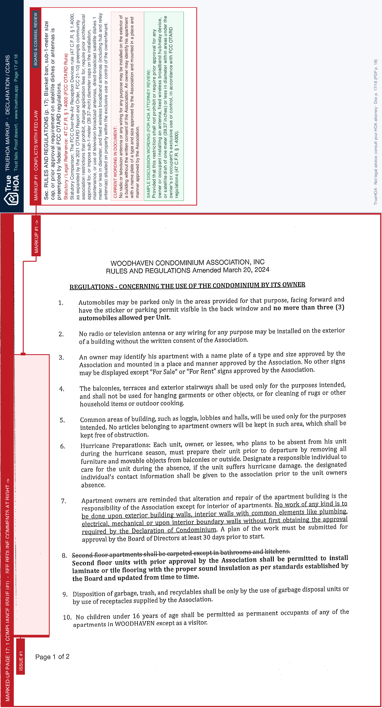 Woodhaven at Boca Raton Condominium Association Purchase Application page 17 widened with TrueHOA Crystal AI margin annotations