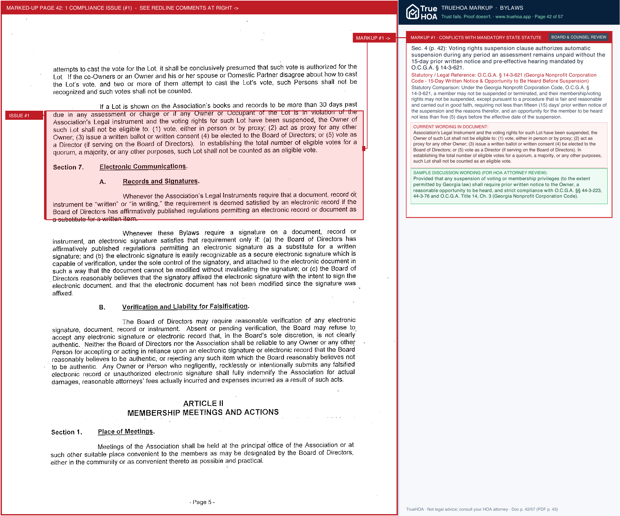 Country Lake HOA Cla Recorded Revised Cc Rs And Bylaws page 42 widened with TrueHOA Crystal AI margin annotations