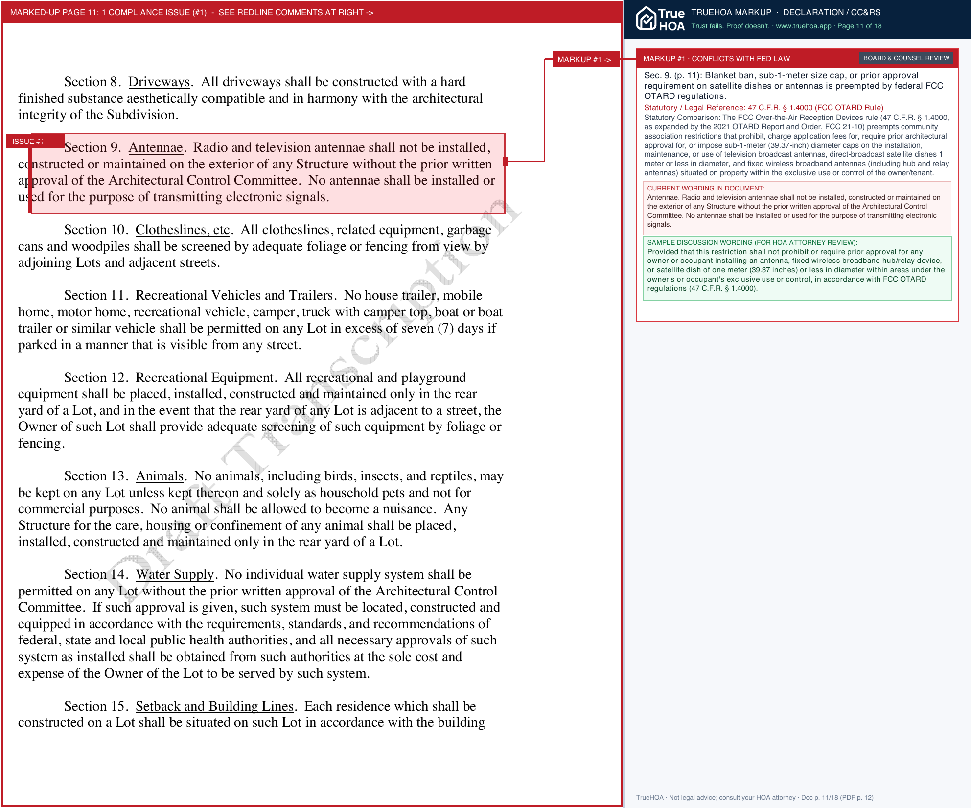 Highland Pointe HOA Phase1Covenants page 11 widened with TrueHOA Crystal AI margin annotations