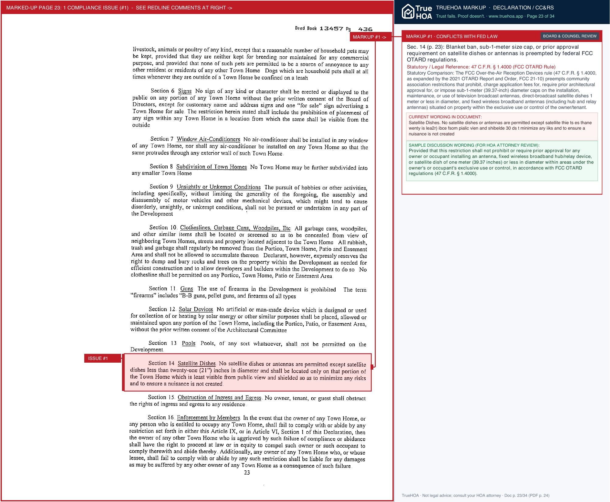 Highlands View Community Association Covenants HV page 23 widened with TrueHOA Crystal AI margin annotations