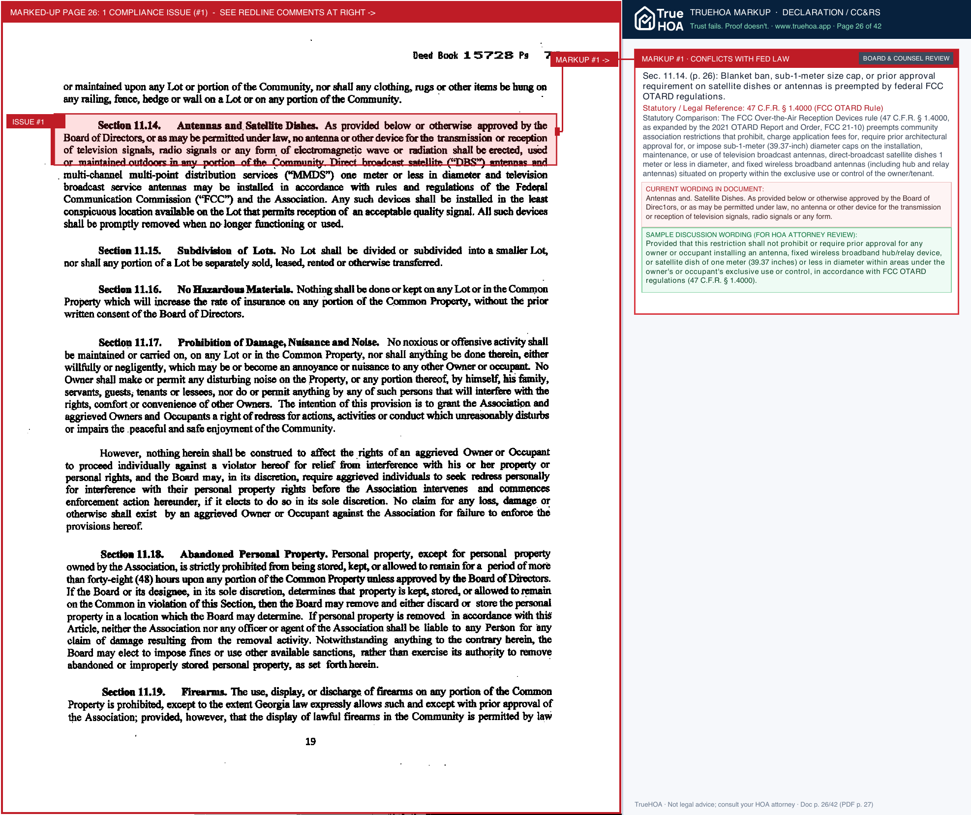 King Valley at Vinings HOA 3 Recorded Amended and Restated Declaration King Valley page 26 widened with TrueHOA Crystal AI margin annotations