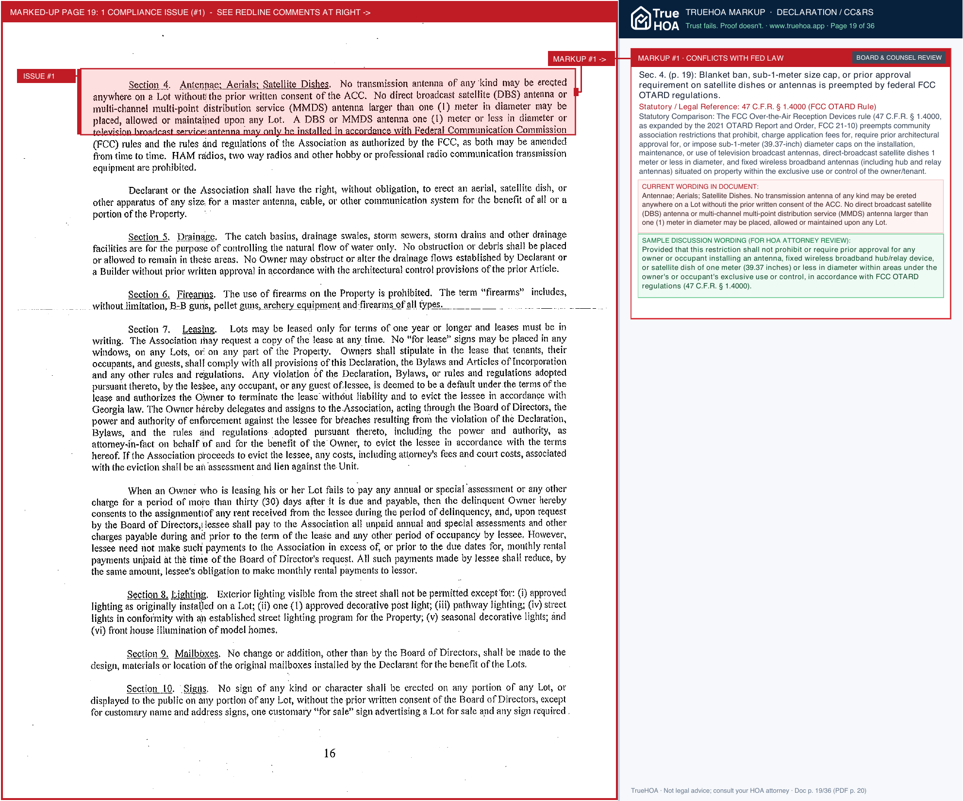 Lantern Walk Community Association Lantern Walk Covenants page 19 widened with TrueHOA Crystal AI margin annotations