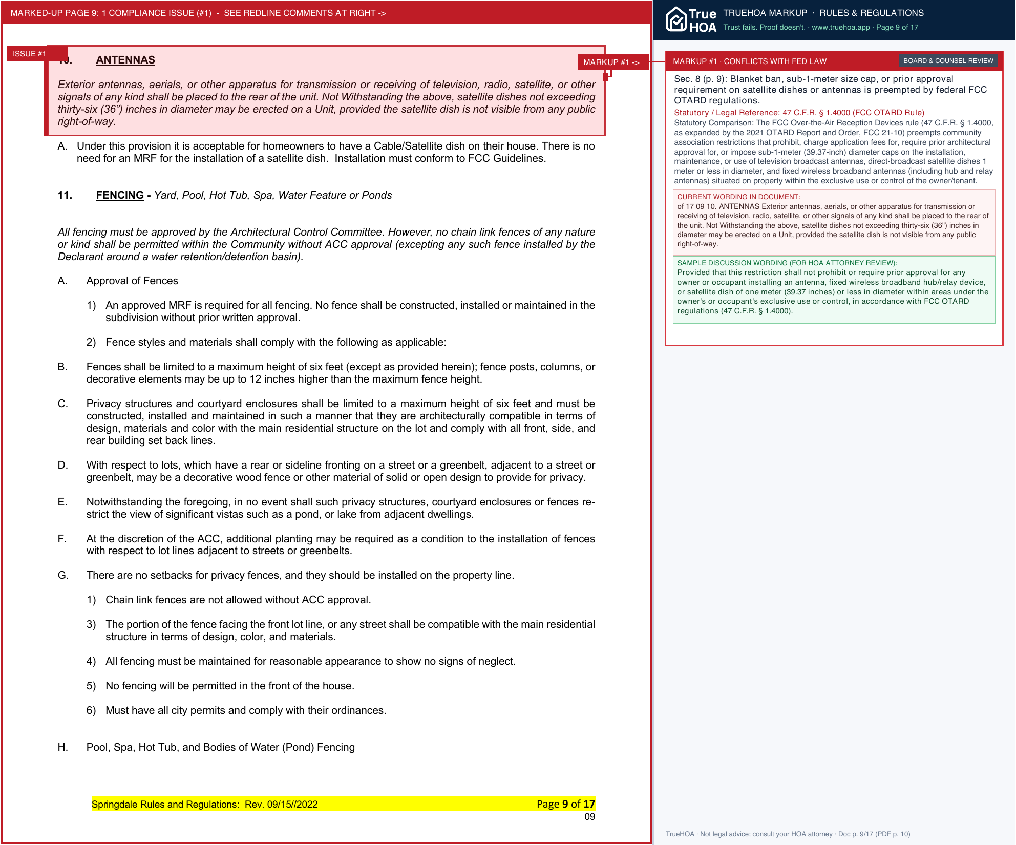 Springdale POA Springdale Rules And Regulations 2021 002 page 9 widened with TrueHOA Crystal AI margin annotations