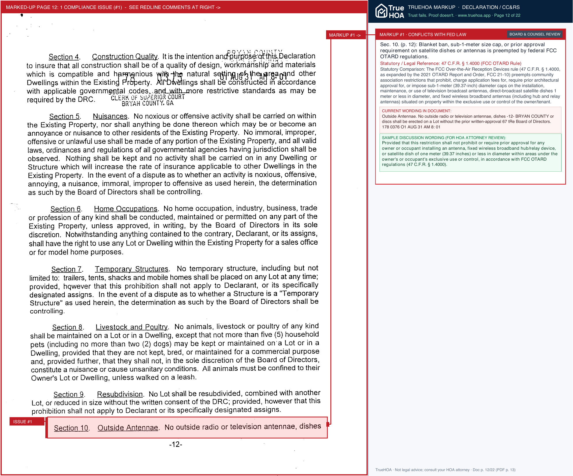 The Mainstreet HOA Covenants Mainstreet page 12 widened with TrueHOA Crystal AI margin annotations