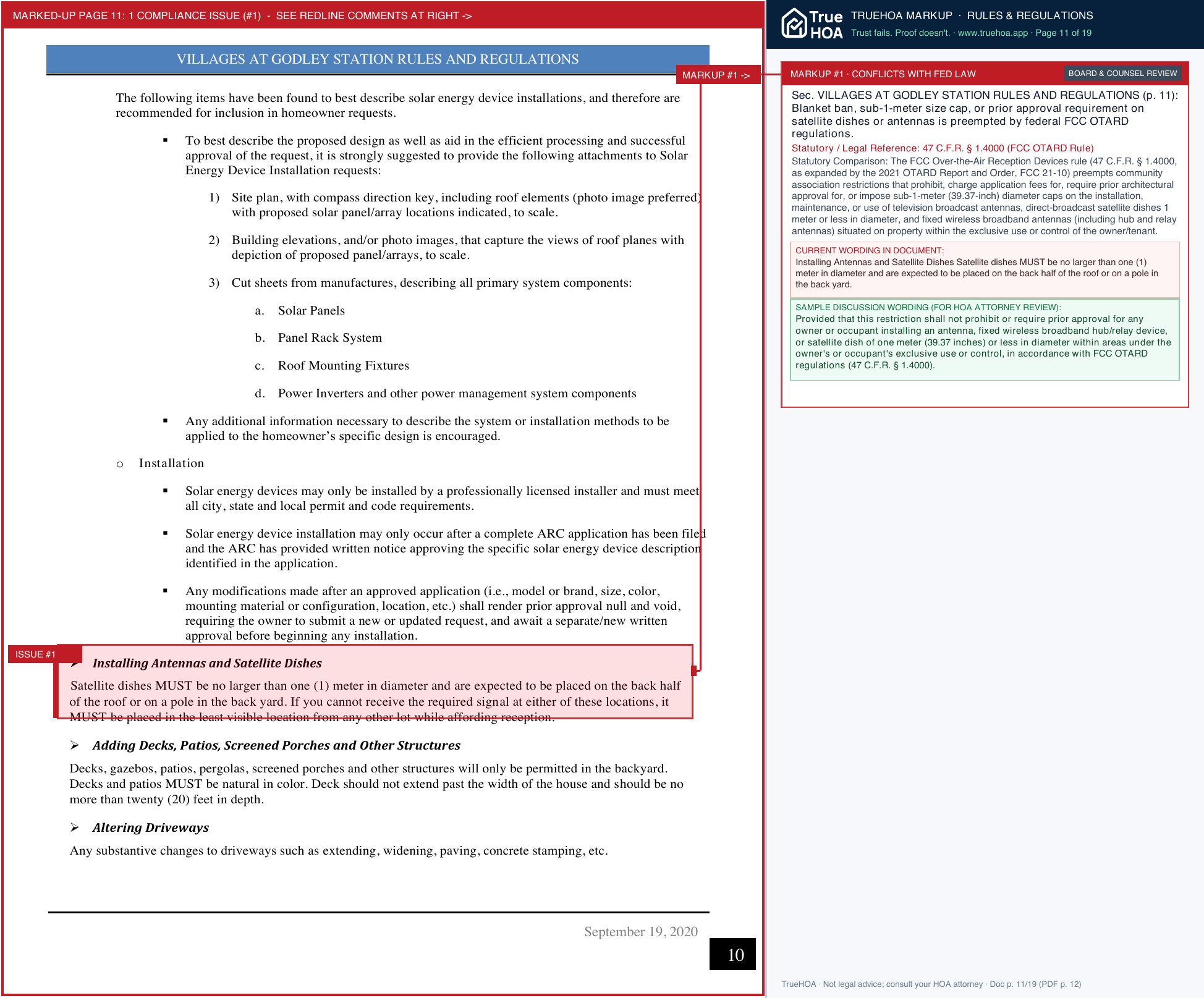 The Villages at Godley Station HOA RULES & REGULATIONS page 11 widened with TrueHOA Crystal AI margin annotations