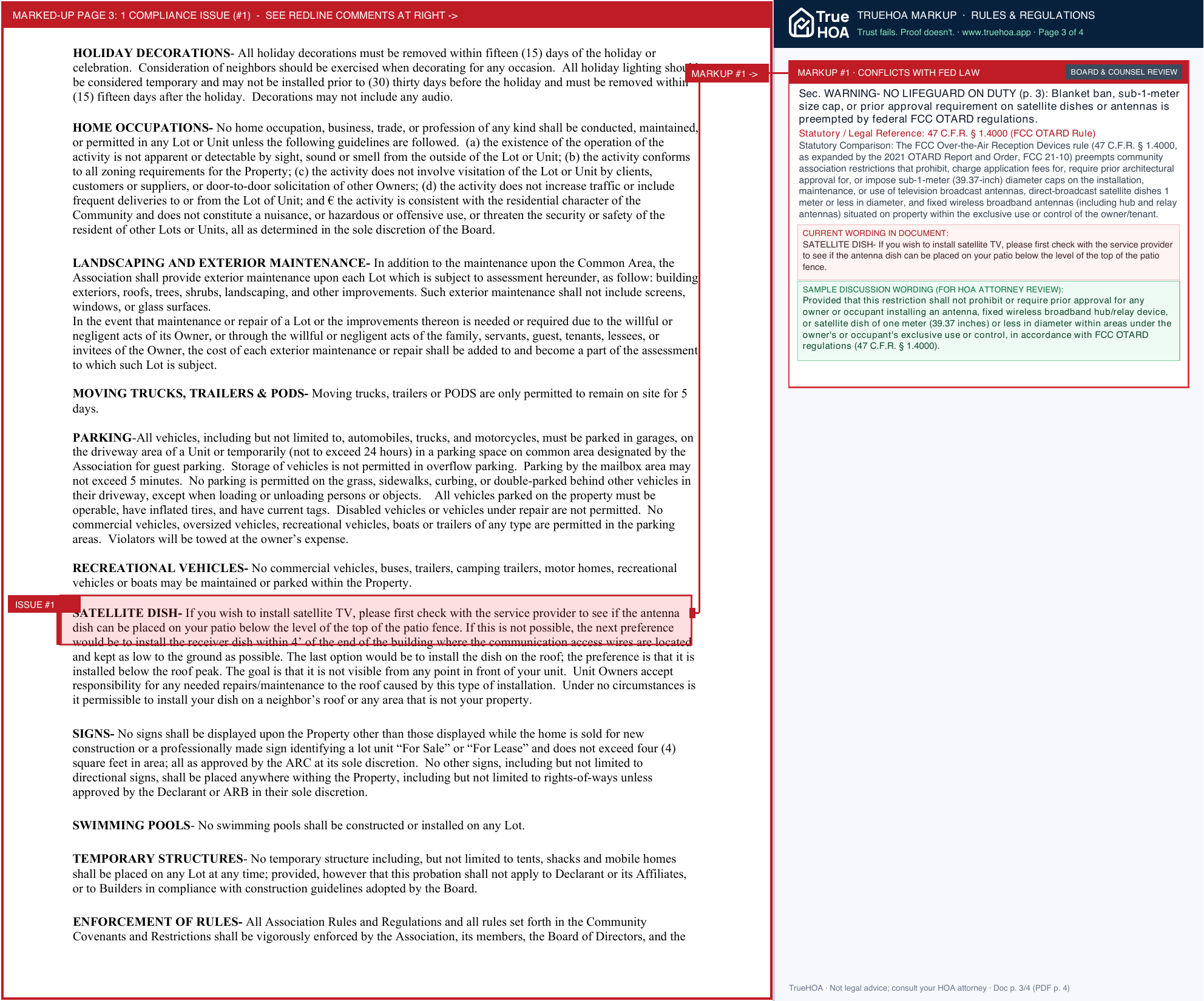 Town Park Pooler HOA TP Rules and Regulations 9.16.2026 page 3 widened with TrueHOA Crystal AI margin annotations