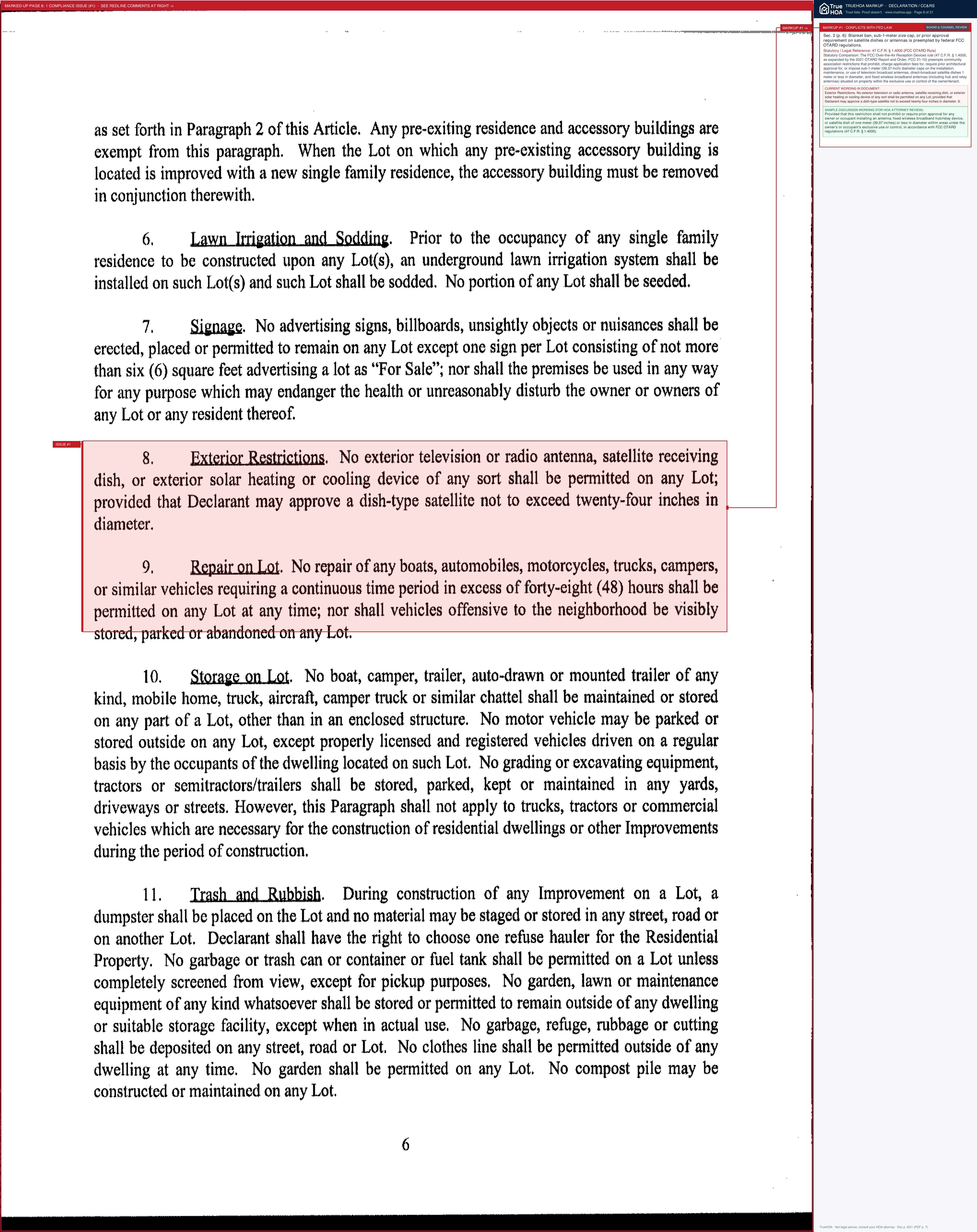 Wilderness Ridge HOA Declaration page 6 widened with TrueHOA Crystal AI margin annotations