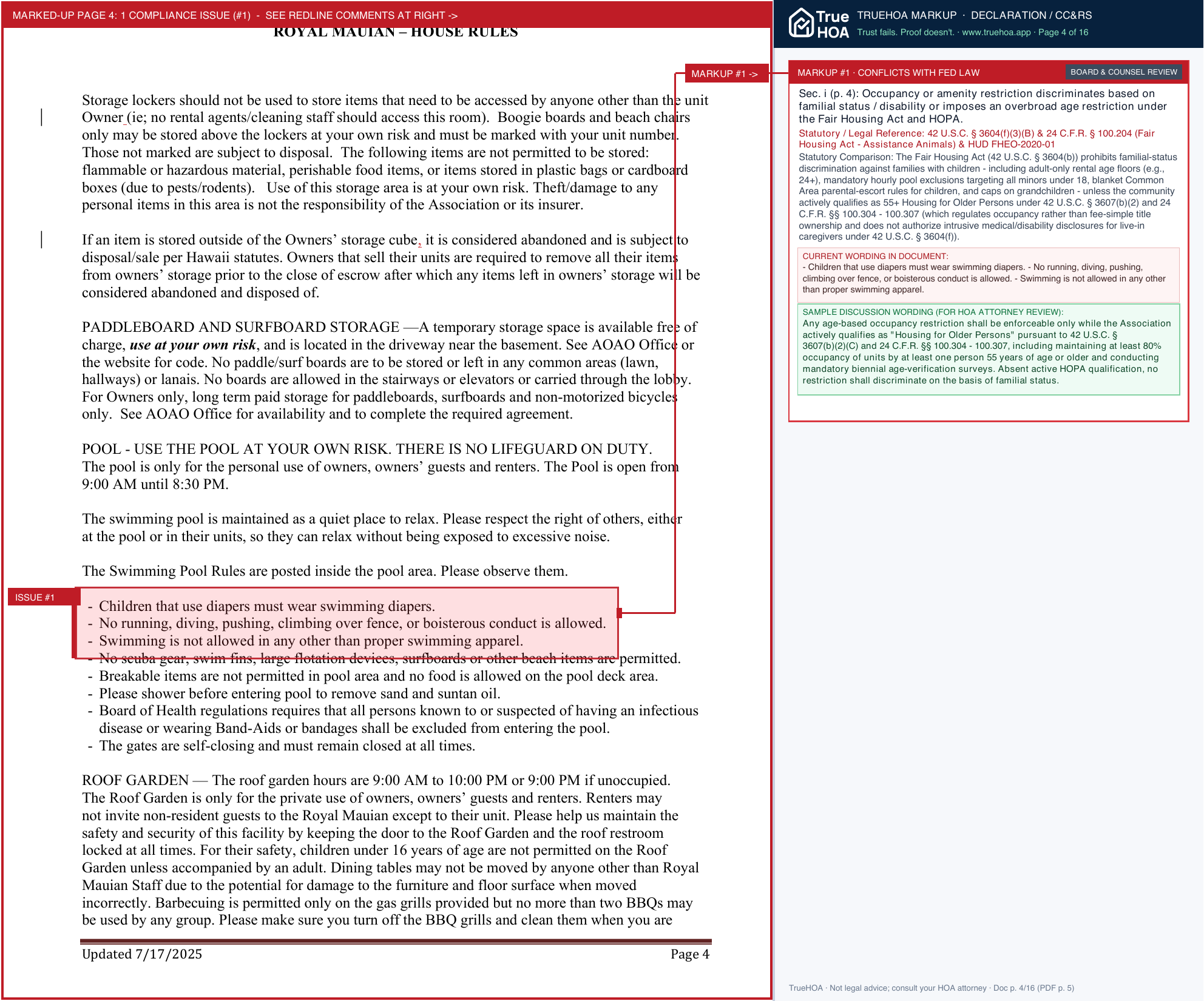 Association of Apartment Owners of Royal Mauian House Rule 7 17 25 page 4 widened with TrueHOA Crystal AI margin annotations