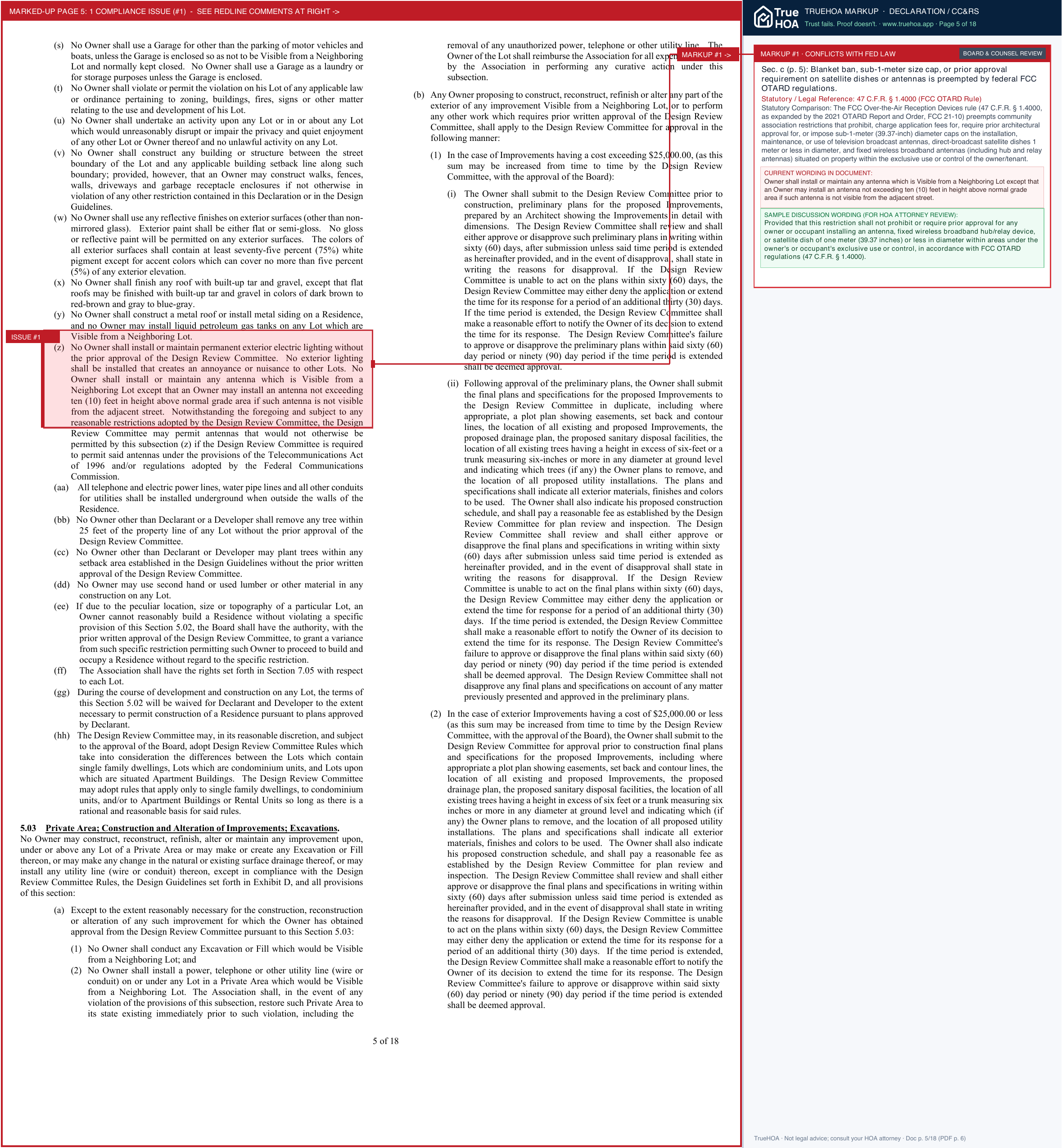 Villages of Kapolei Association Fourth Restated DCCR Newspaper Style 1 (1) page 5 widened with TrueHOA Crystal AI margin annotations