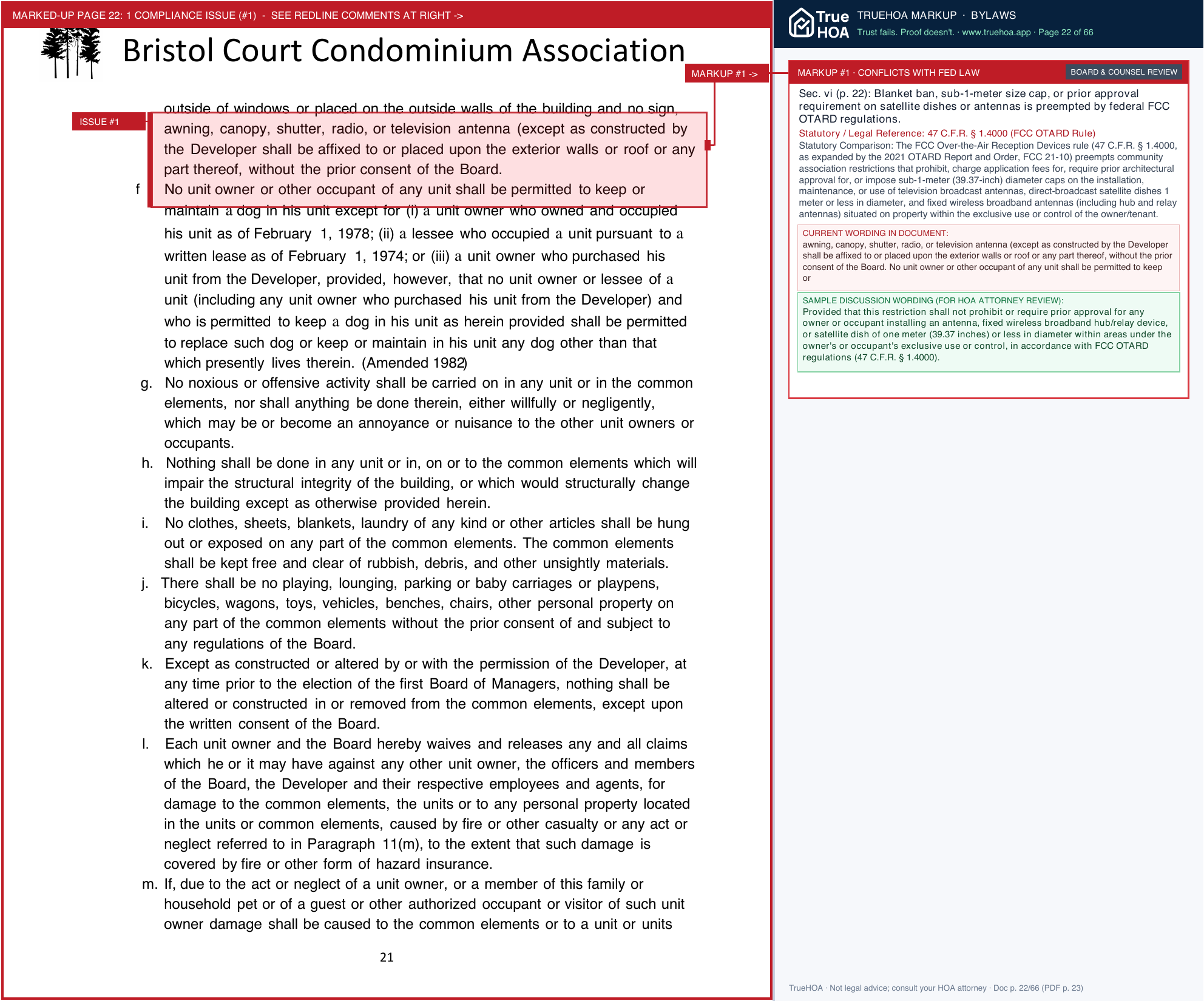 Bristol Court Condominium Association Declaration and By Laws edited 2022 0429 page 22 widened with TrueHOA Crystal AI margin annotations