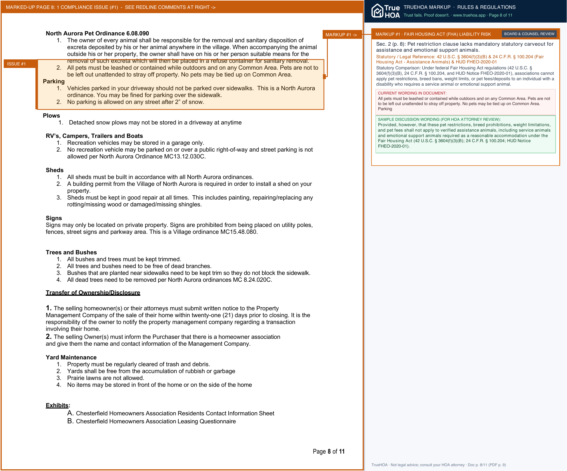 Chesterfield HOA 2025 Chesterfield Rules And Regs page 8 widened with TrueHOA Crystal AI margin annotations