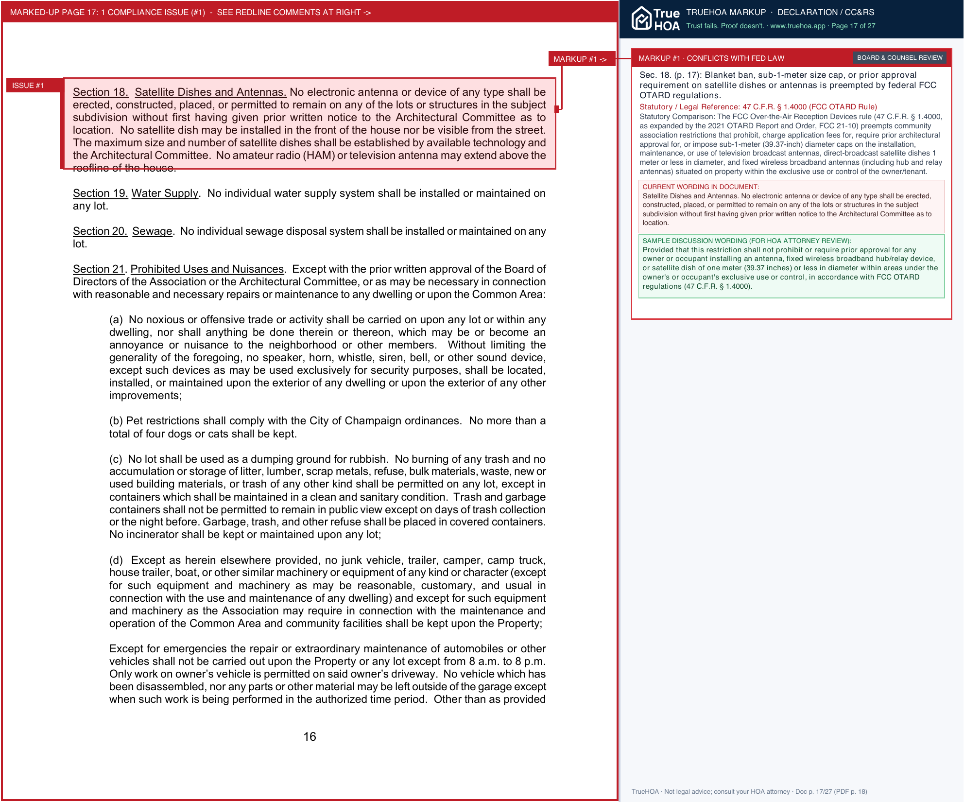 Ironwood HOA Covenants and Declarations 2014 01 01 (1) page 17 widened with TrueHOA Crystal AI margin annotations