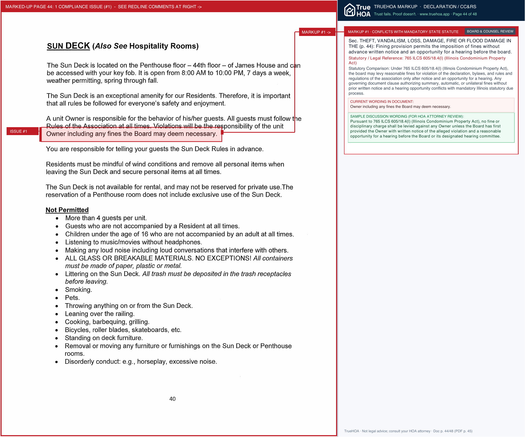 James Kilmer Condominium Association James Kilmer Rules and Procedures page 44 widened with TrueHOA Crystal AI margin annotations