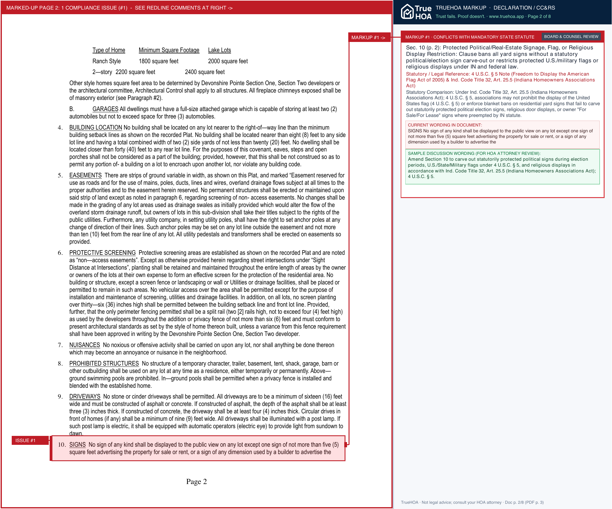 Devonshire Pointe HOA Devonshire Covenants page 2 widened with TrueHOA Crystal AI margin annotations