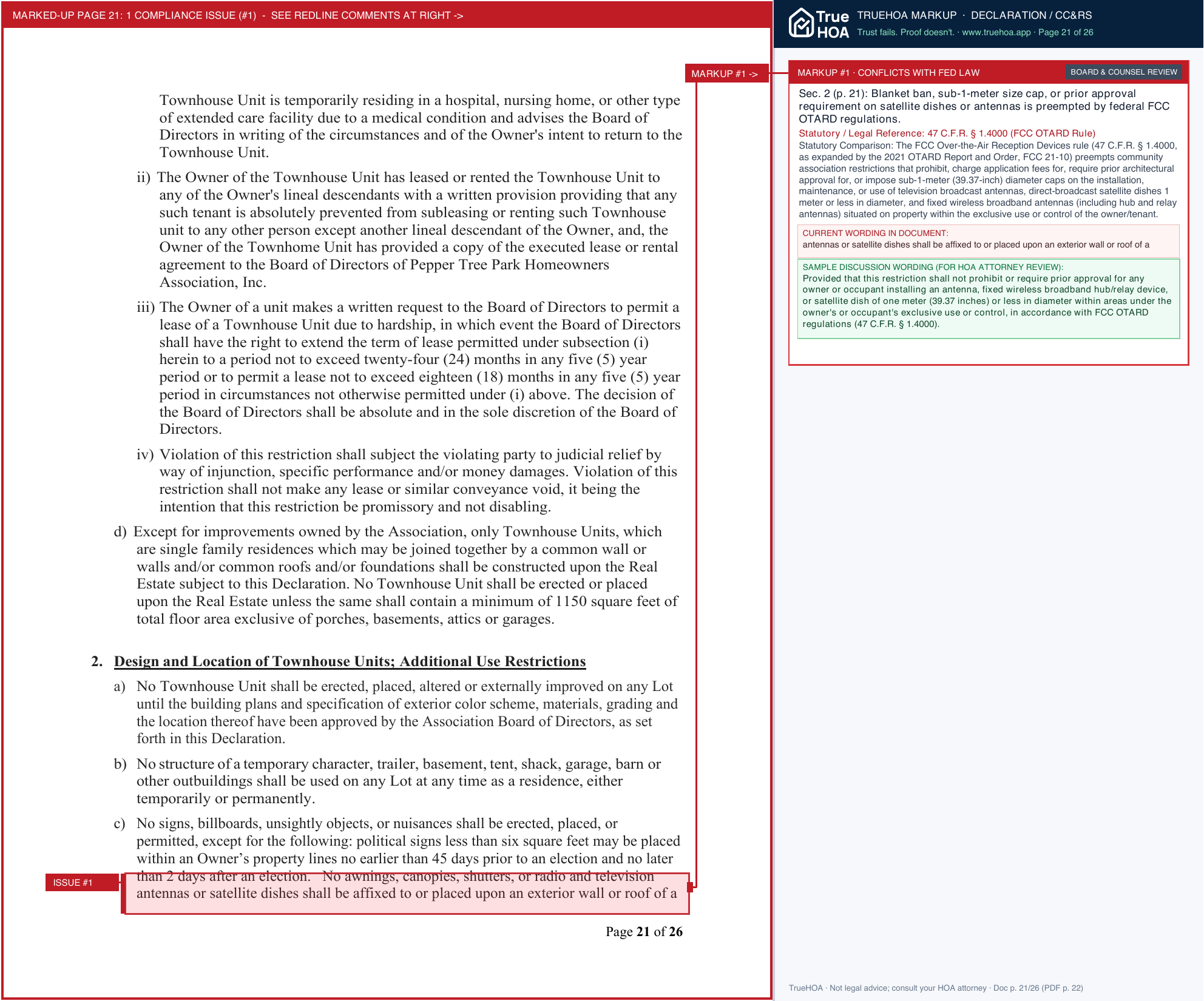 Pepper Tree Park Homes Association 2025 Ptp Covenants page 21 widened with TrueHOA Crystal AI margin annotations