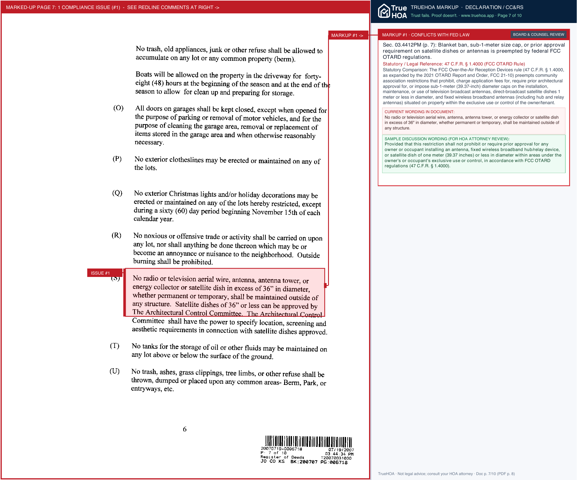 Woodland Park HOA Wp Restrictions 2007 Version page 7 widened with TrueHOA Crystal AI margin annotations