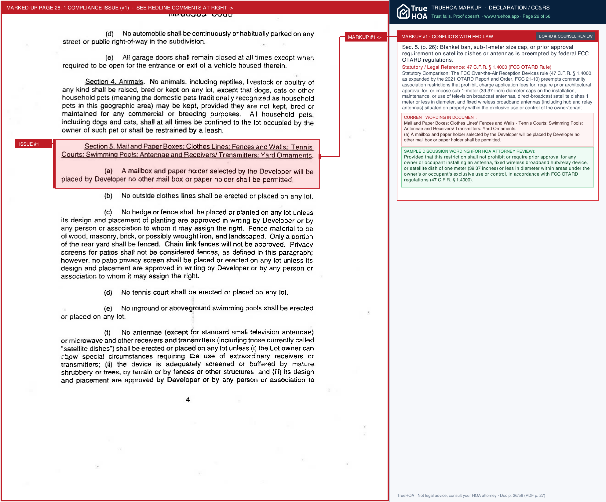 Springhurst Community Association Declaration of Covenants, Conditions & Restrictions page 26 widened with TrueHOA Crystal AI margin annotations